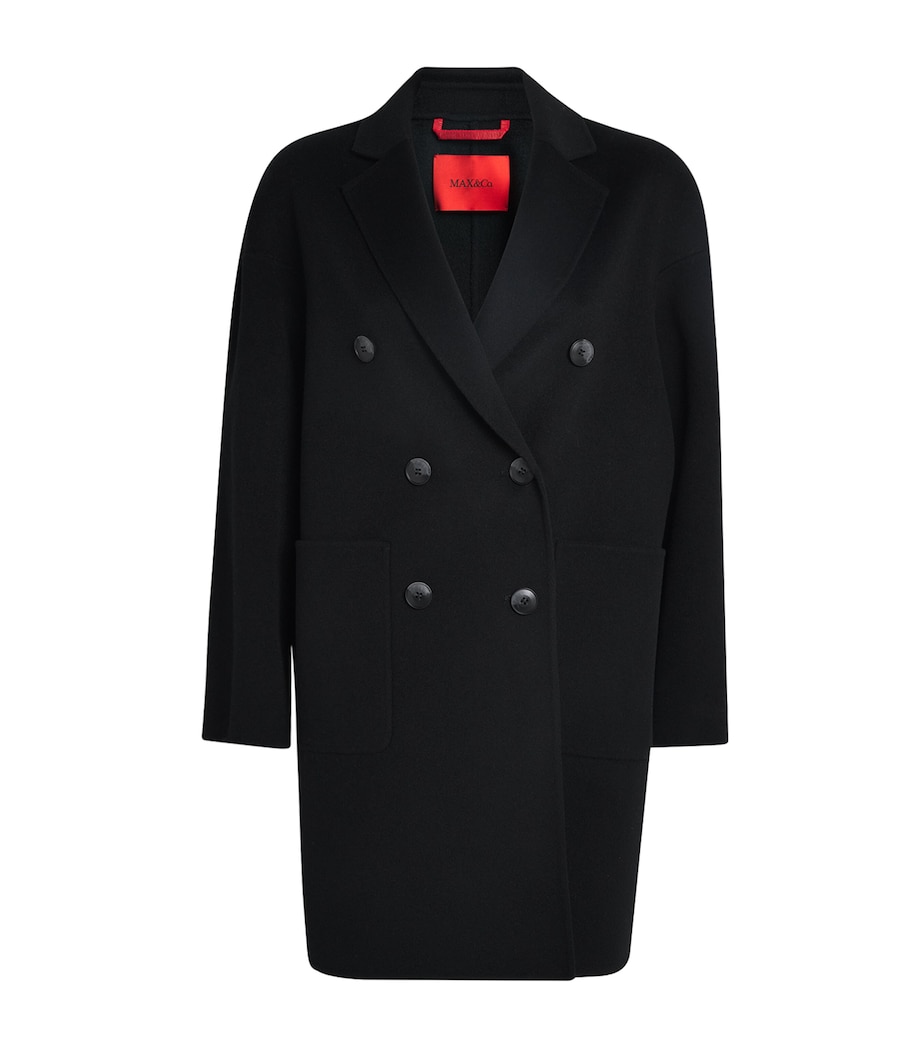 Virgin Wool Double-Breasted Coat BLACK Image 1
