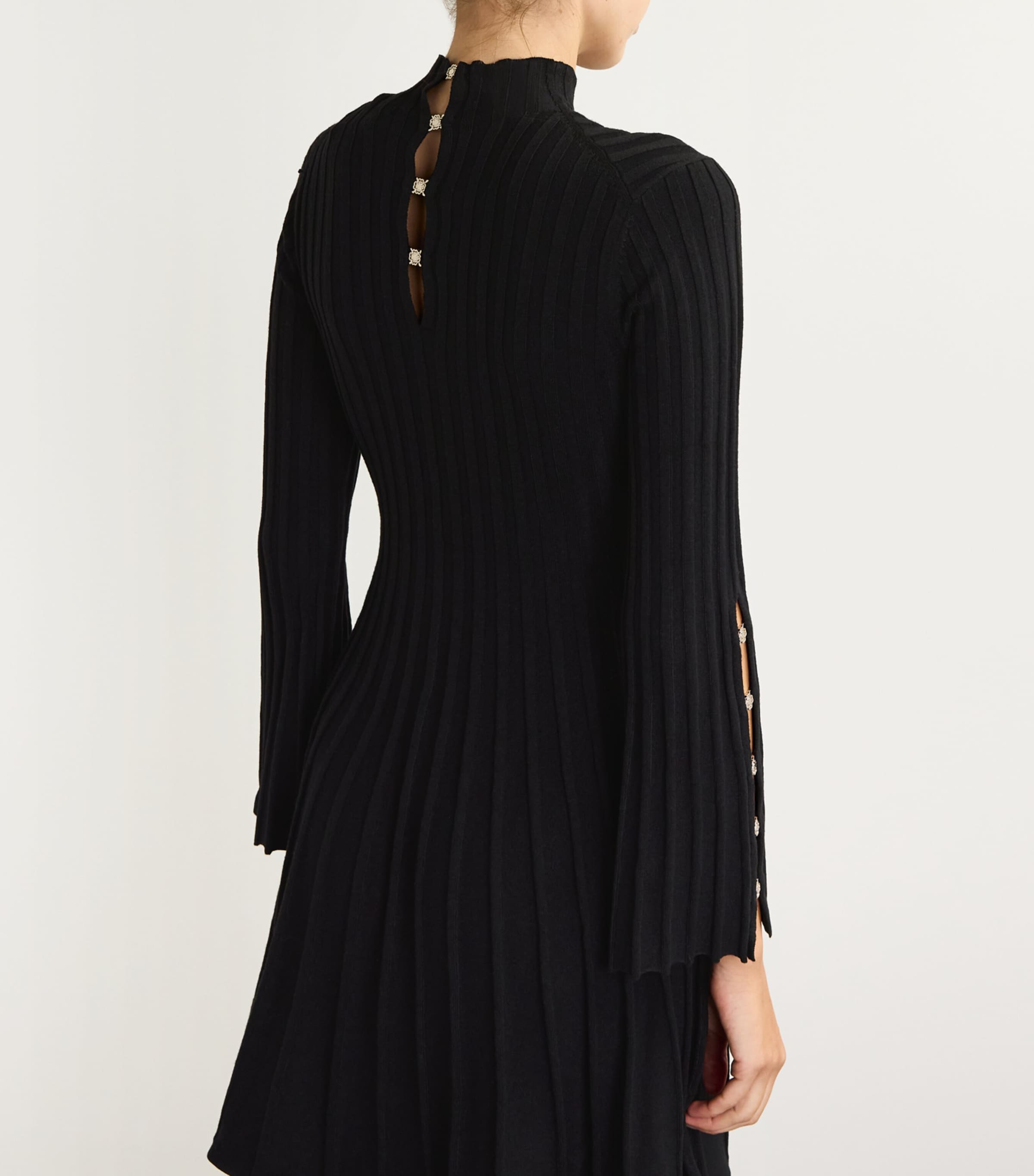 High-Neck Knitted Mini Dress BLACK Image 4