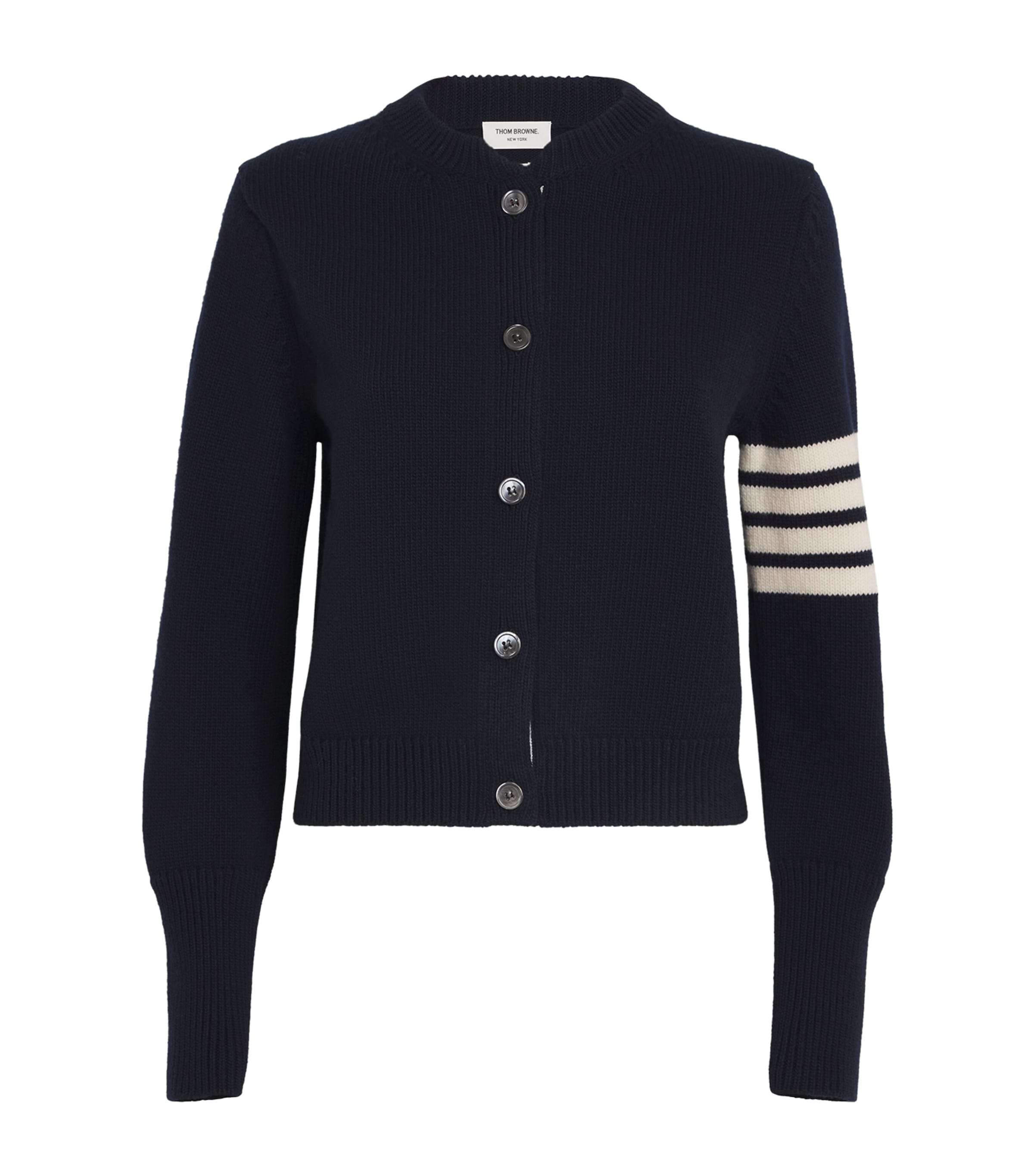 Thom Browne Gingerbread Cookie-intarsia Buttoned Cardigan In Navy