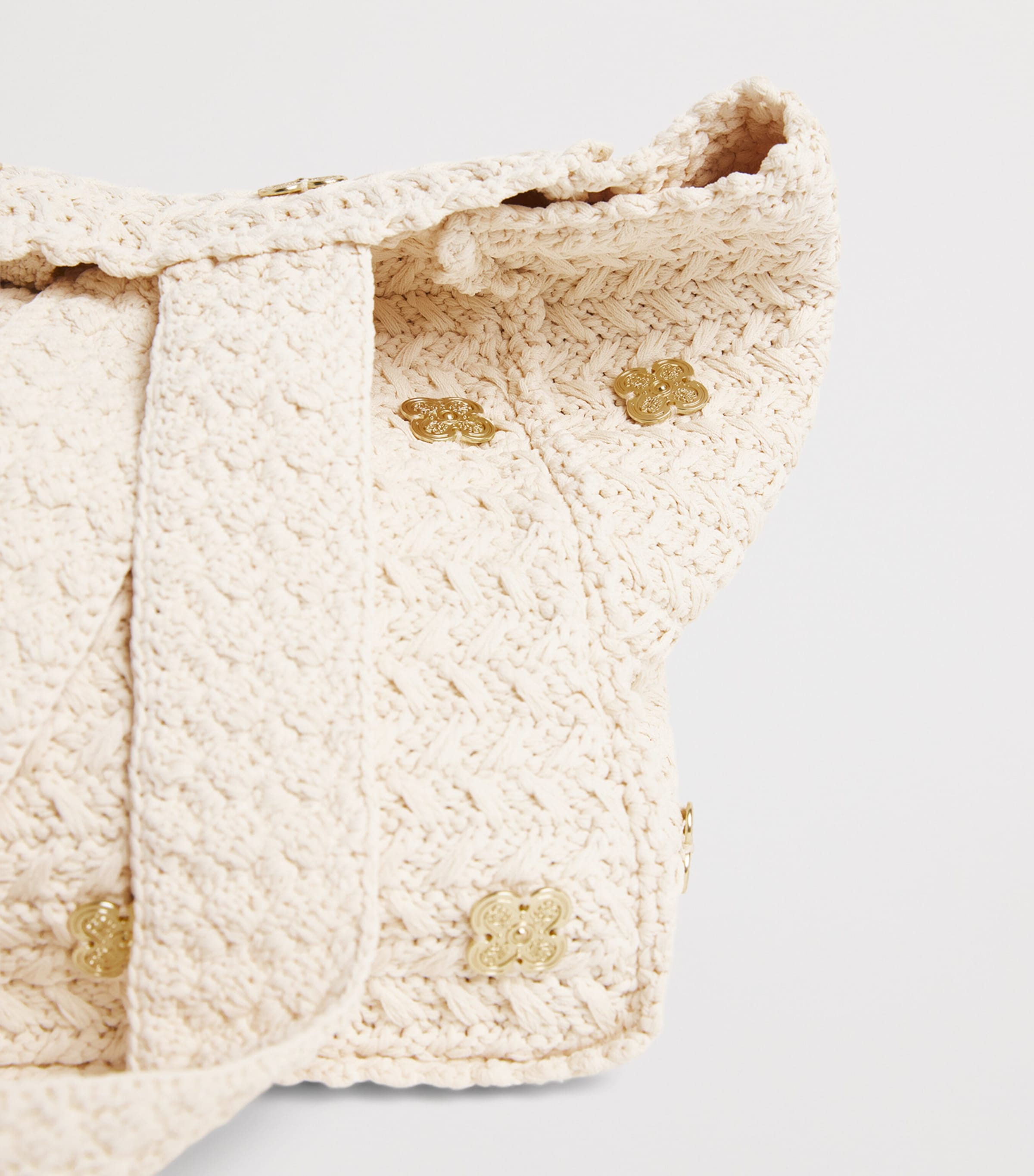 Sandro Paris Crochet Logo Shoulder Bag Ecru Image 6