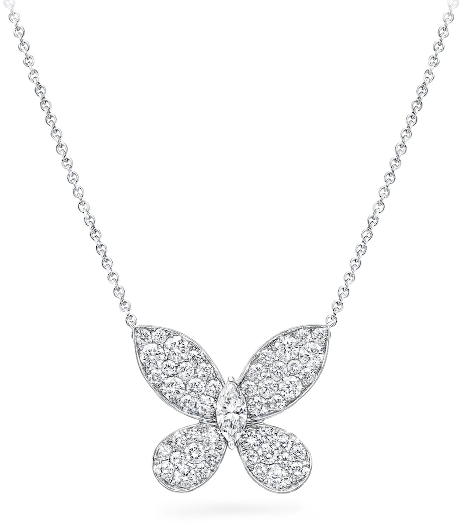 White Gold and Diamond Pavé Butterfly Small Pendant Necklace WHITE GOLD Image 1