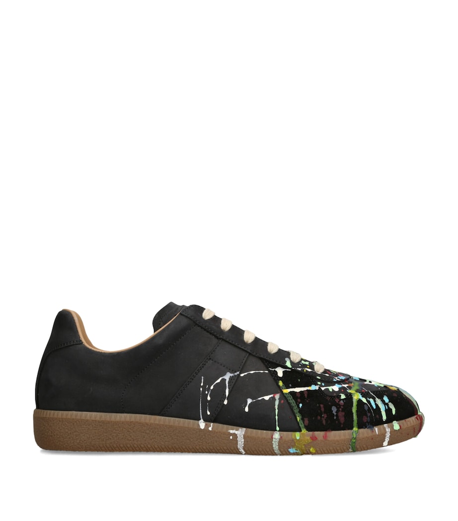 Maison Margiela Leather Paint-Detail Replica Sneakers Black Image 1
