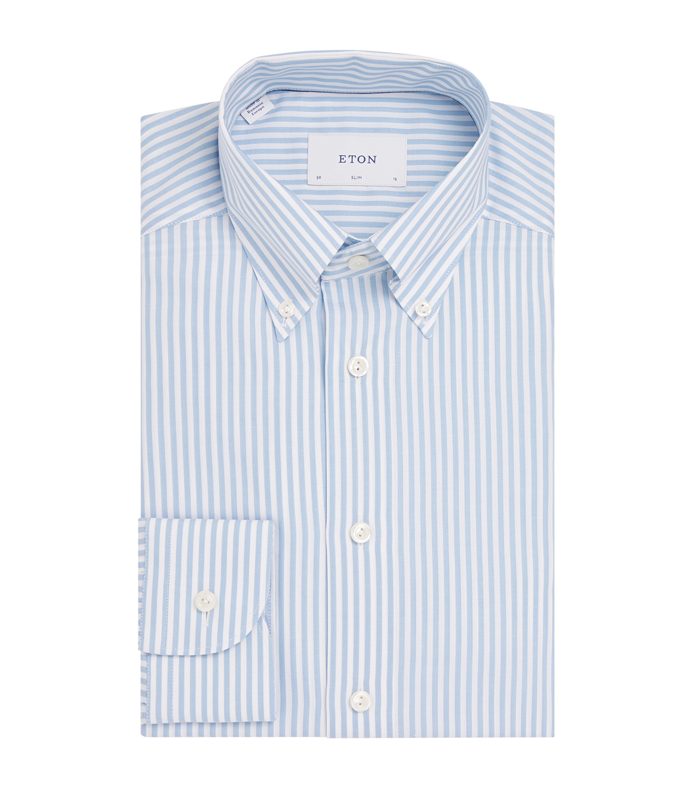 Eton Mens Cotton Signature Oxford Slim Shirt Light Blue Image 1