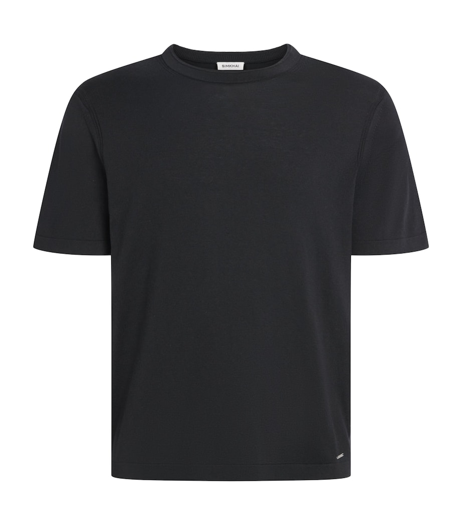 Simkhai Mens Silk-Blend Duke T-Shirt Black Image 1