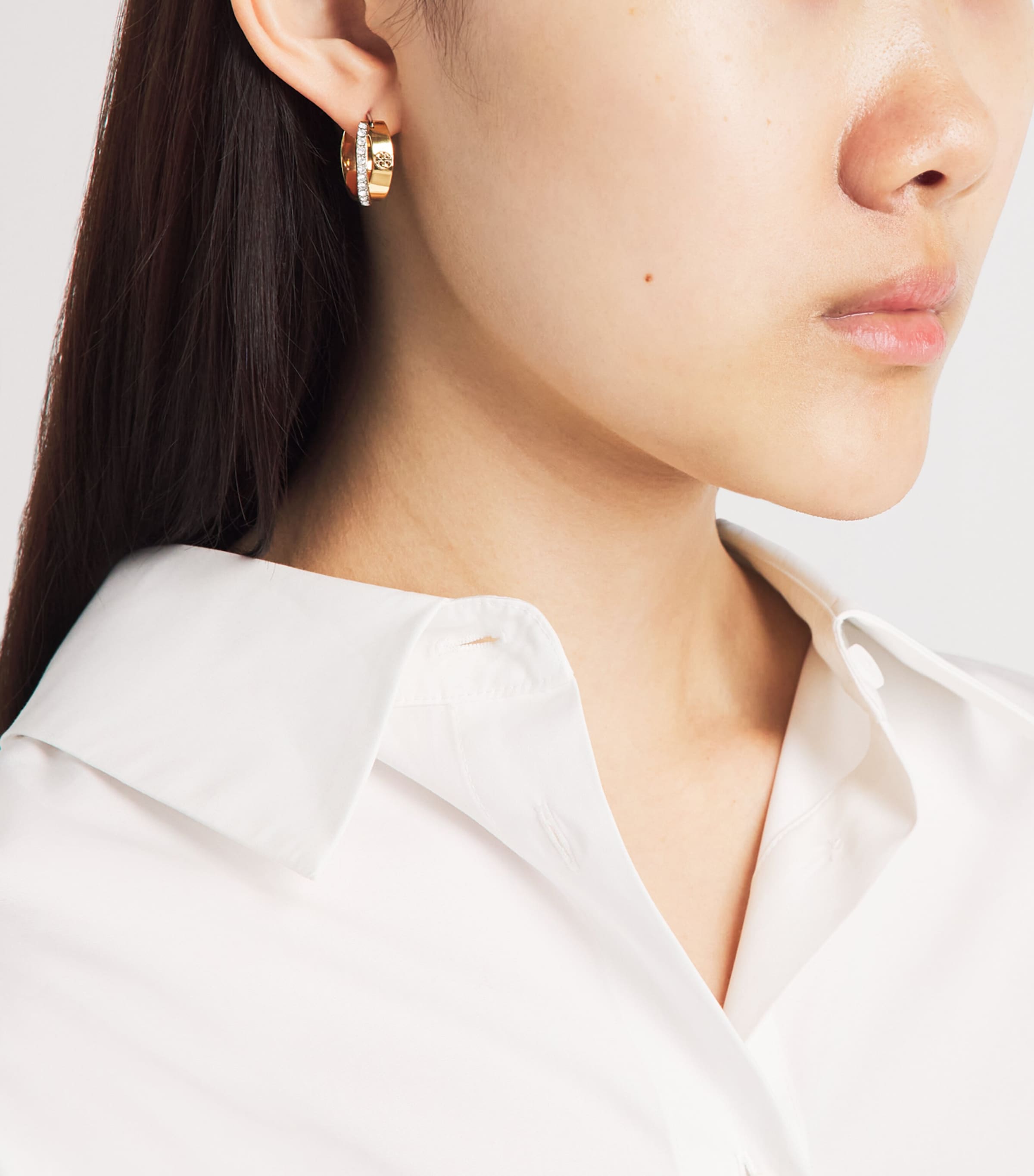 Tory Burch Icon Double Hoop Earrings Tory Gold / Crystal Image 2
