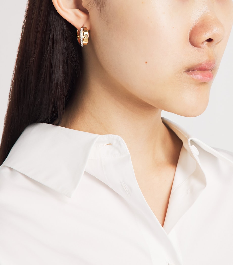 Tory Burch Icon Double Hoop Earrings Tory Gold / Crystal Image 2