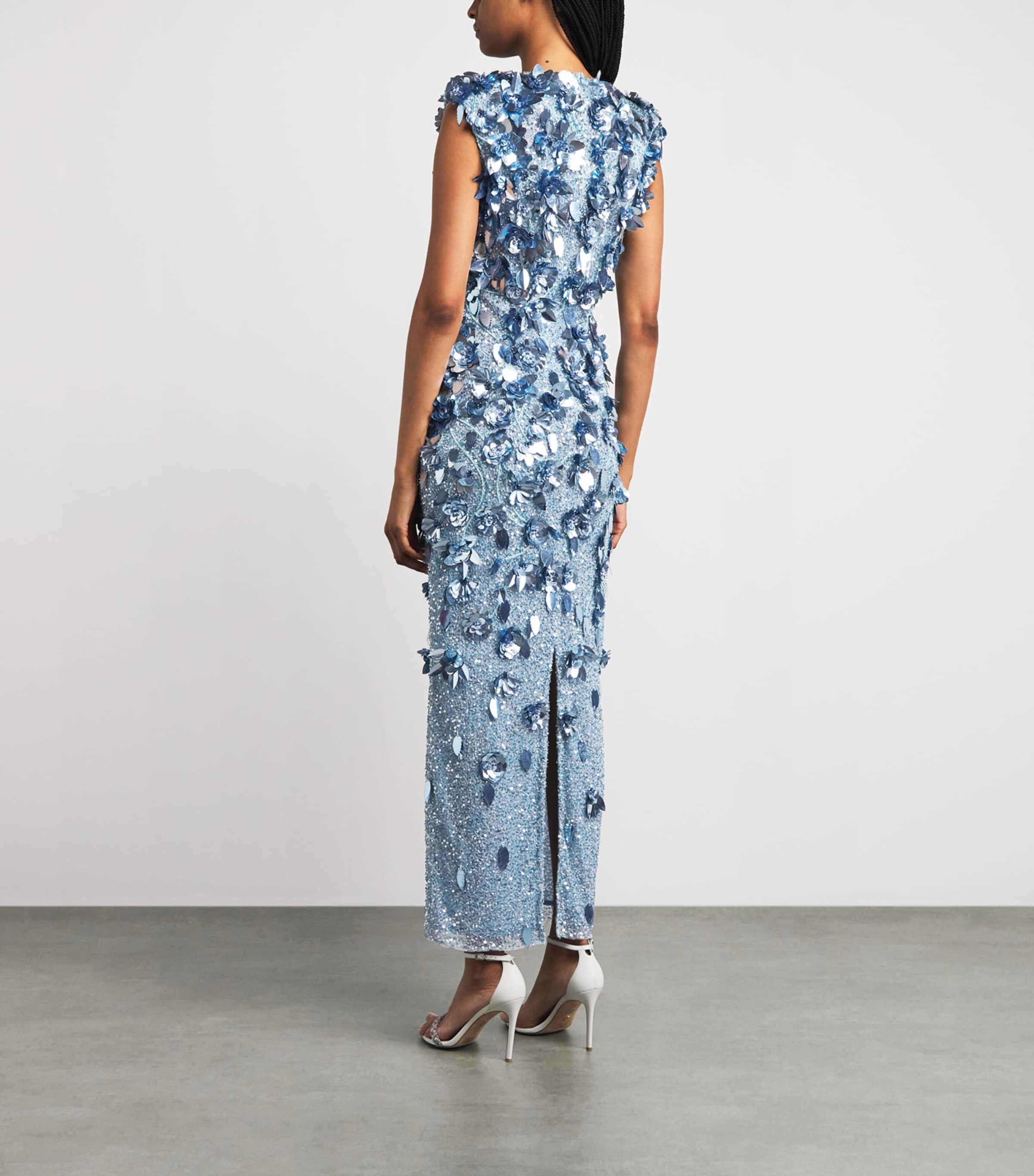 Rachel Gilbert Womens Embellished Hugo Midi Dress Sky Blue Image 4