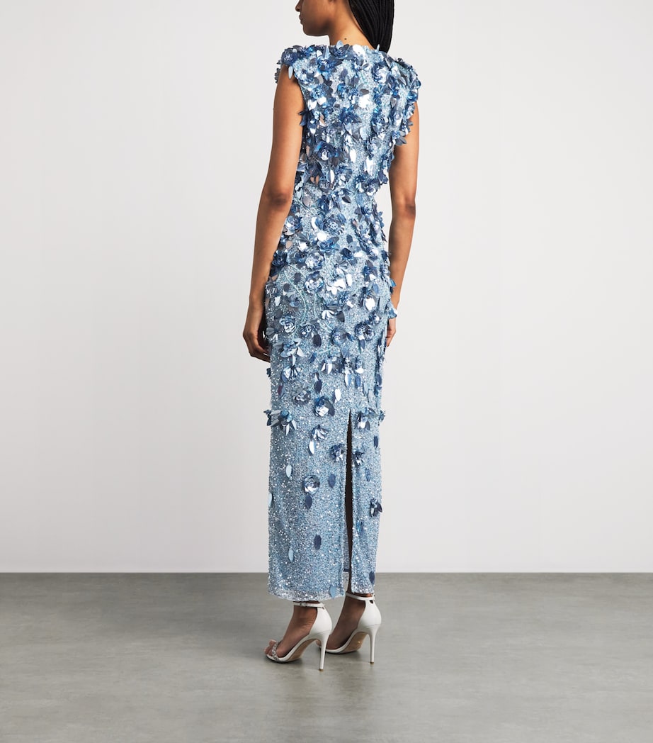 Rachel Gilbert Womens Embellished Hugo Midi Dress Sky Blue Image 4
