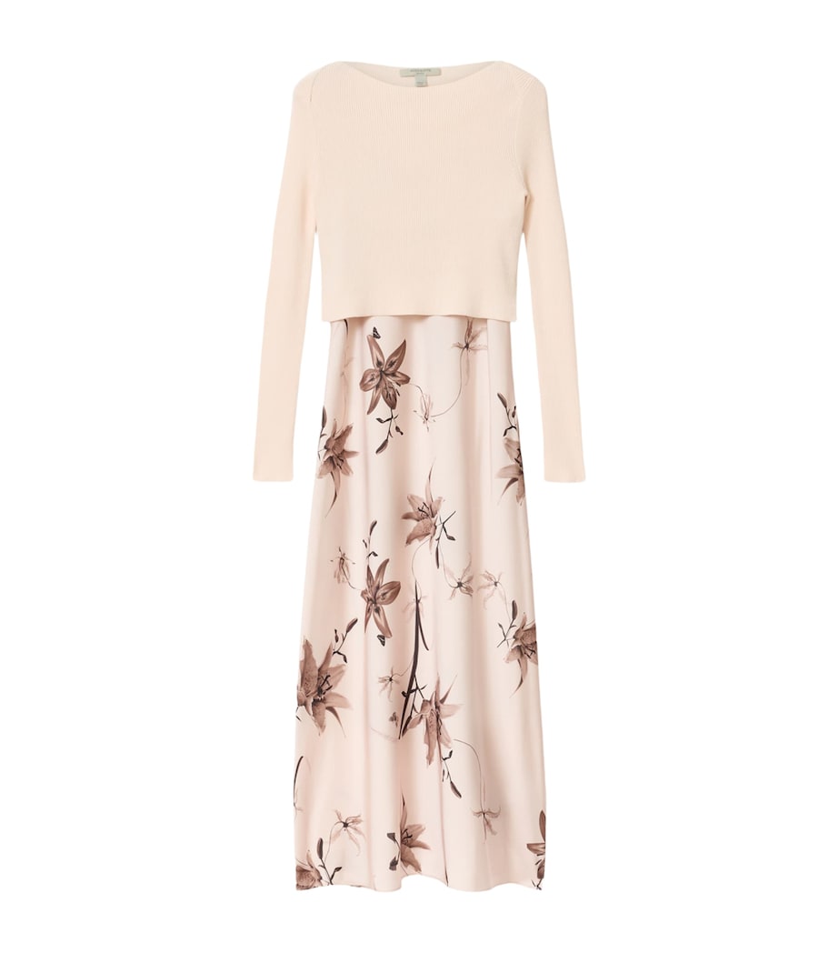 AllSaints Womens Hera 2-In-1 Midi Dress Petra Cream White Image 1