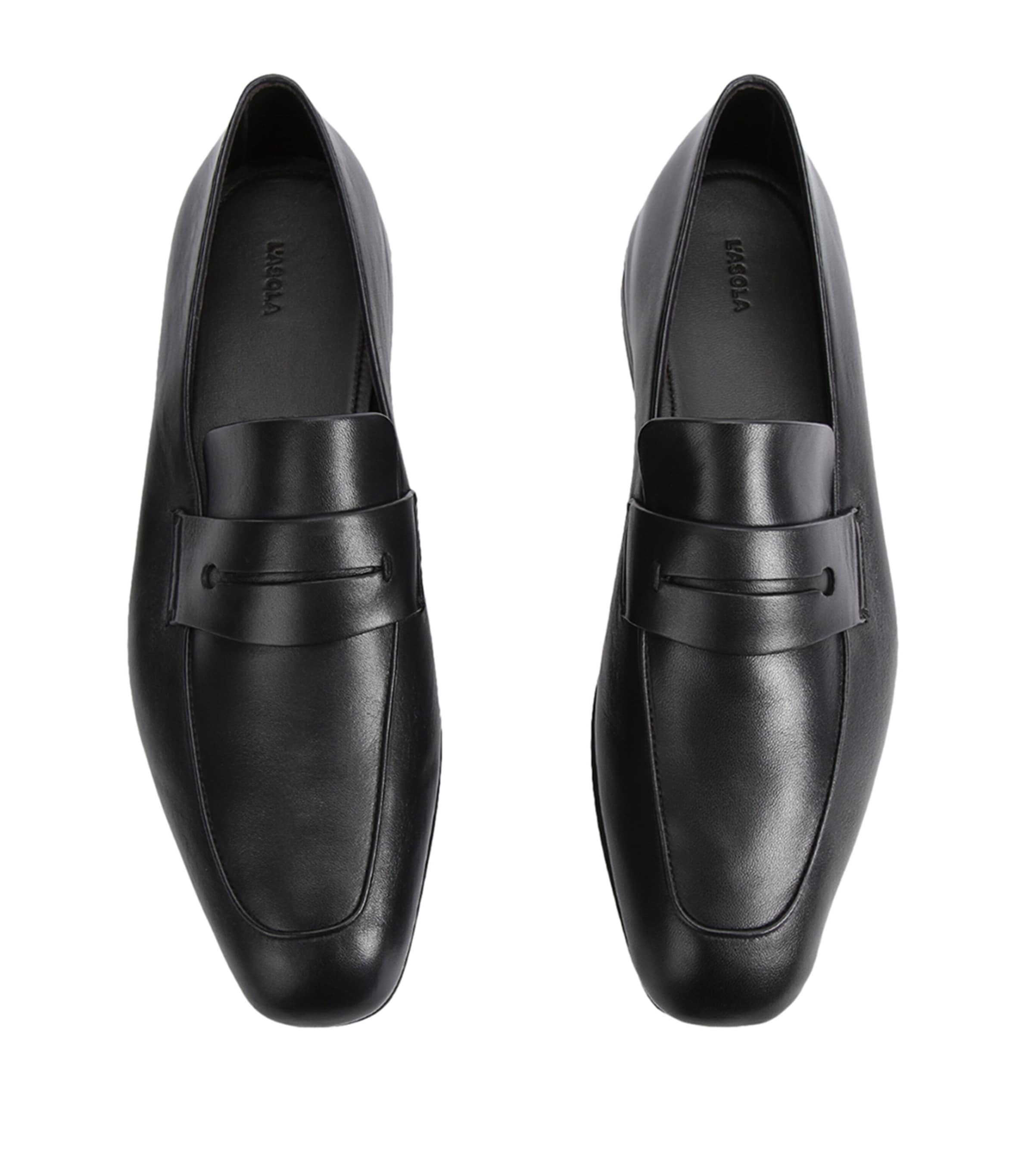 Leather Asola Penny Loafers NAVY Image 4