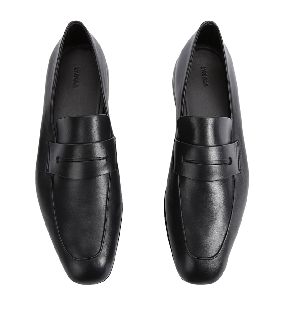 Leather Asola Penny Loafers NAVY Image 4