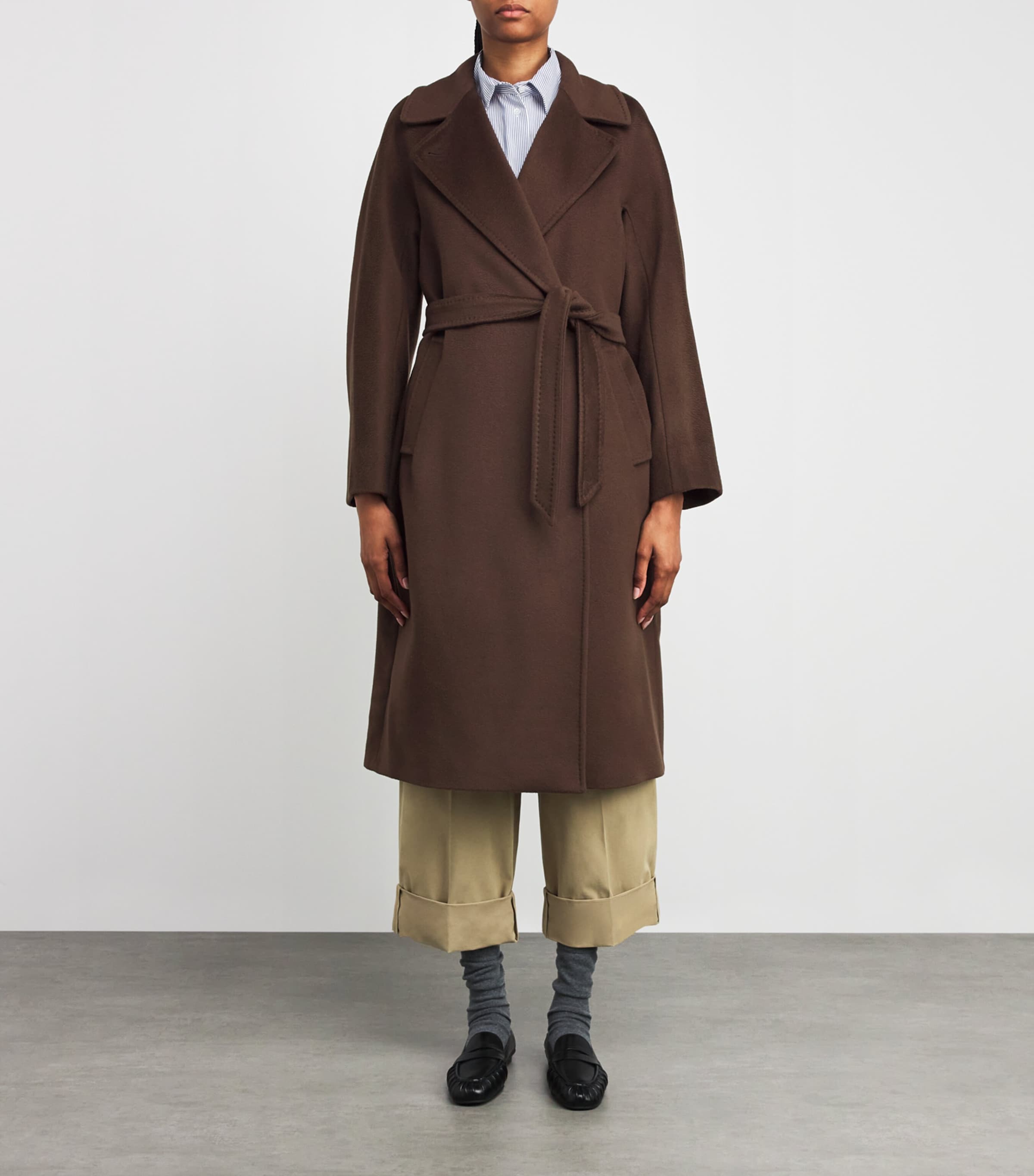 Weekend Max Mara Brown Virign Wool Double-Breasted Coat | Harrods US
