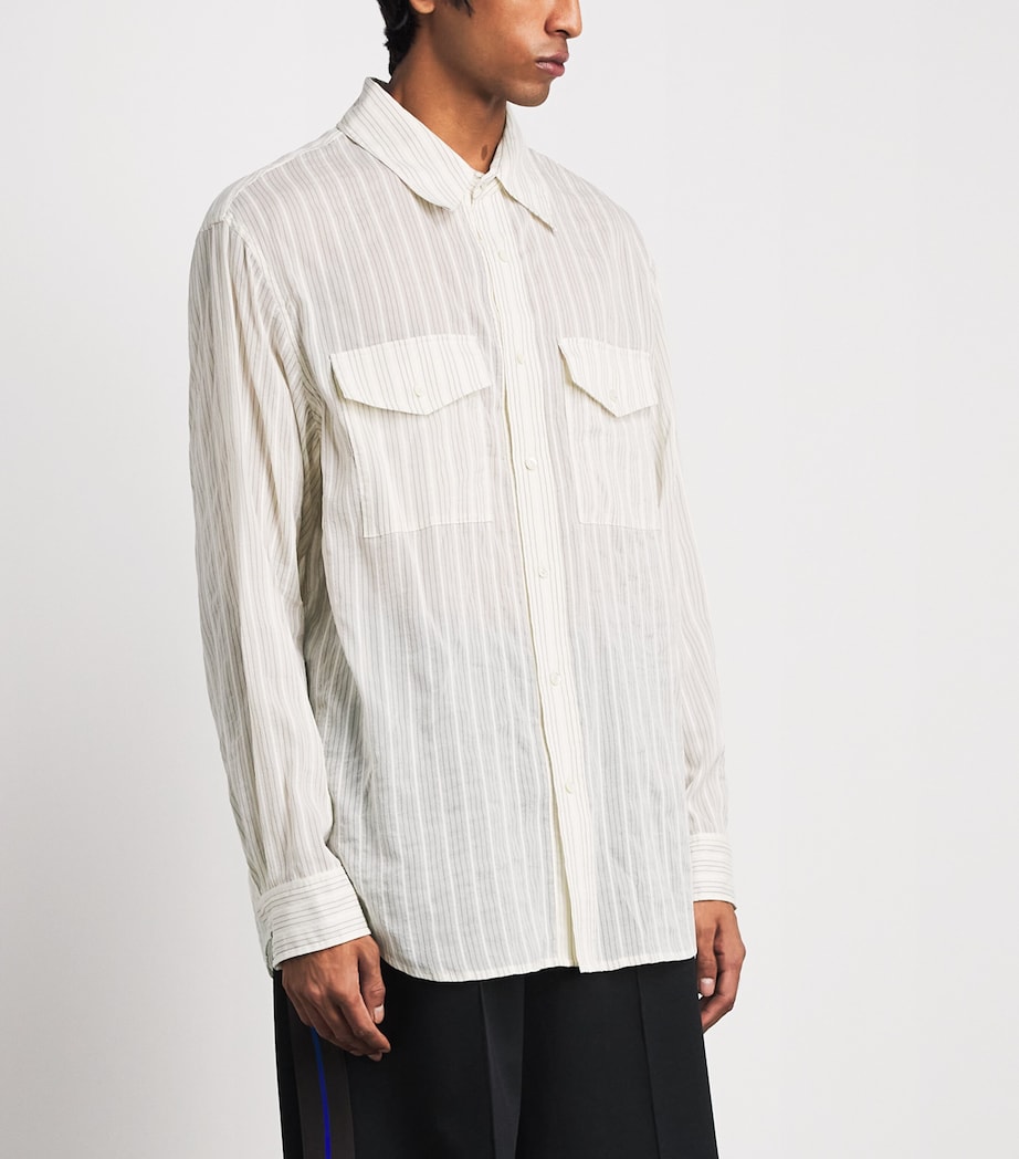 System Mens Cotton Stripe Shirt Pale Beige Image 4