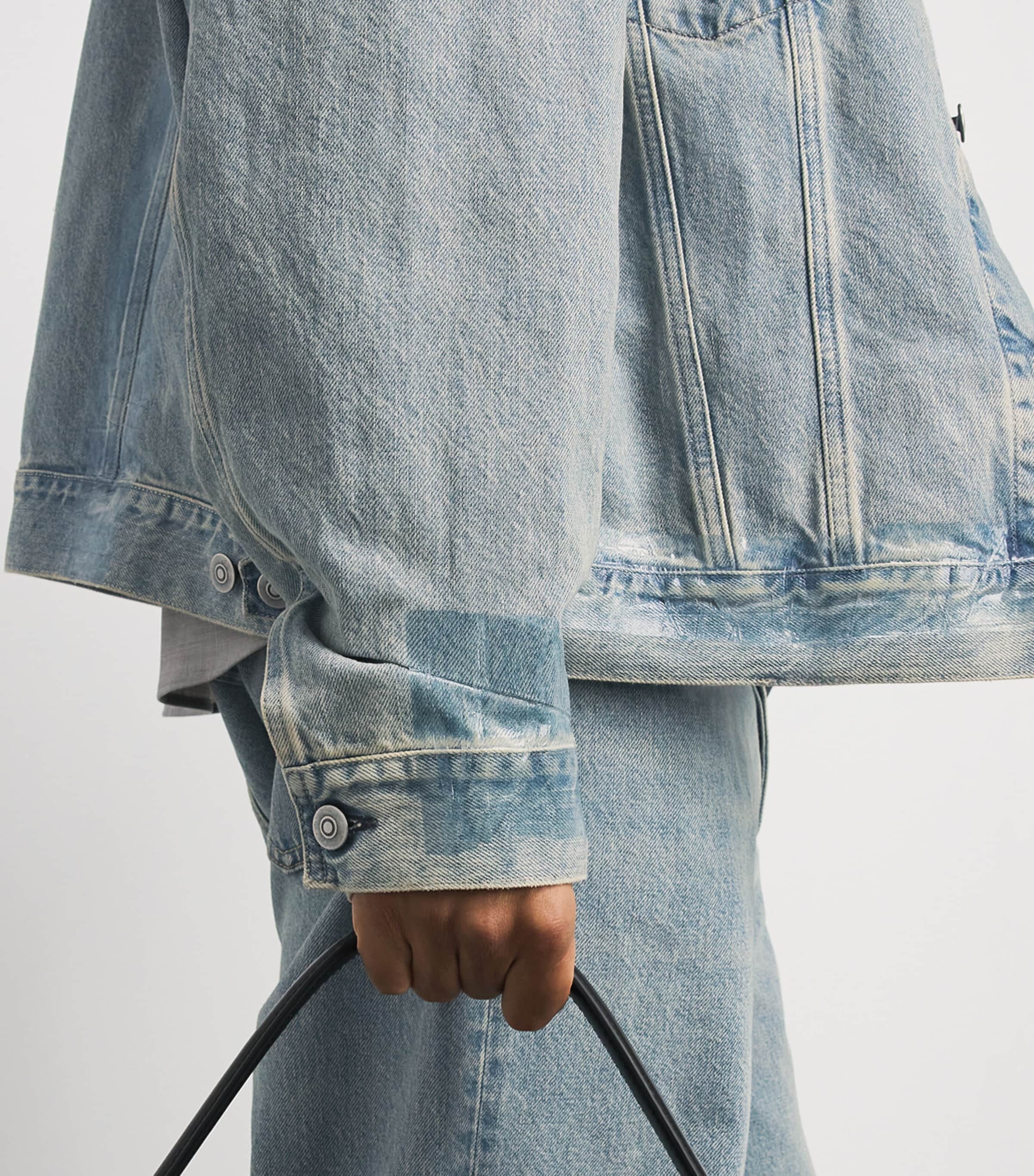 Maison Margiela Mens Distressed Denim Jacket Ice Blue Image 3