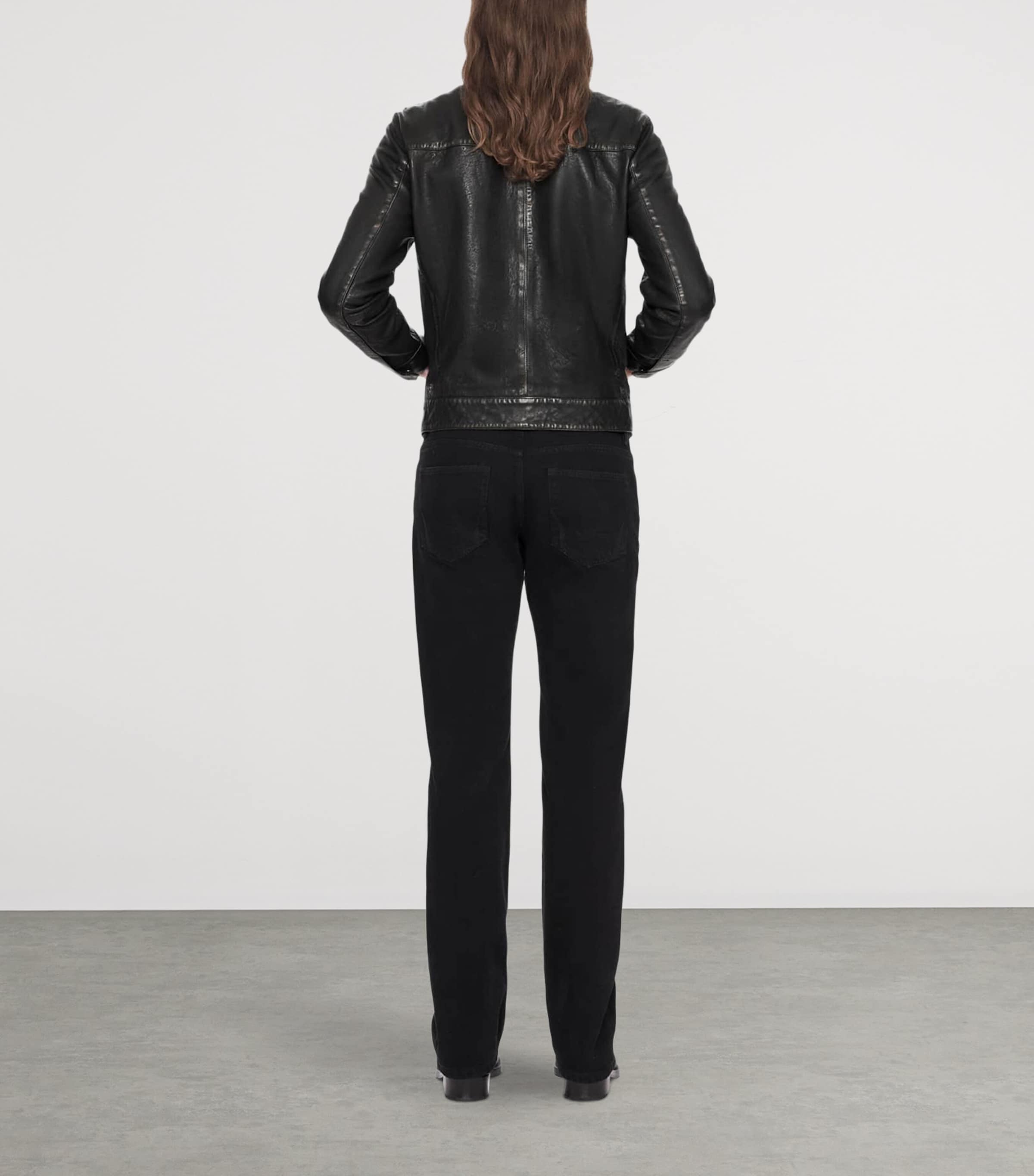 AllSaints Mens Oakland Leather Jacket Black/brown Image 5