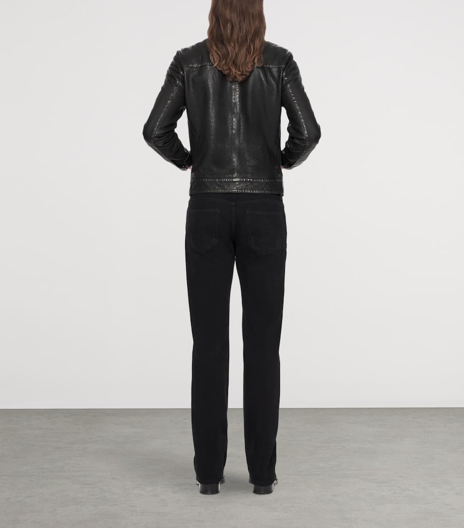 AllSaints Mens Oakland Leather Jacket Black/brown Image 5