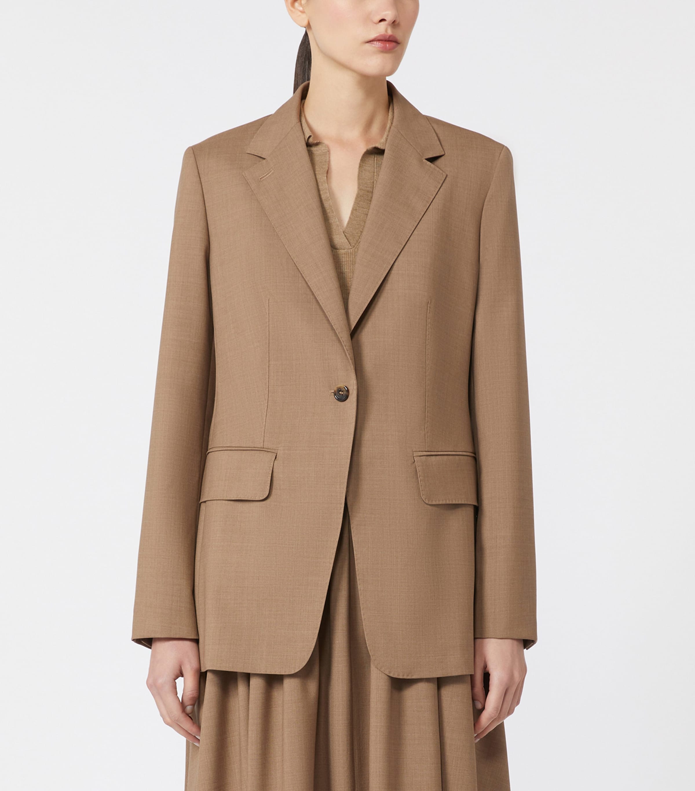 Virgin Wool Single-Breasted Blazer HAZELNUT BROWN Image 3