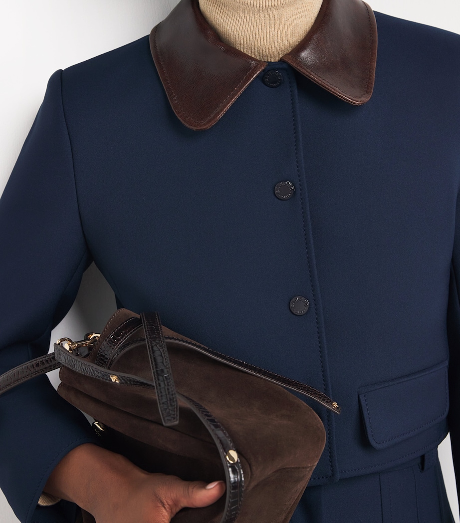Contrast-Collar Cropped Jacket NAVY BLUE Image 6