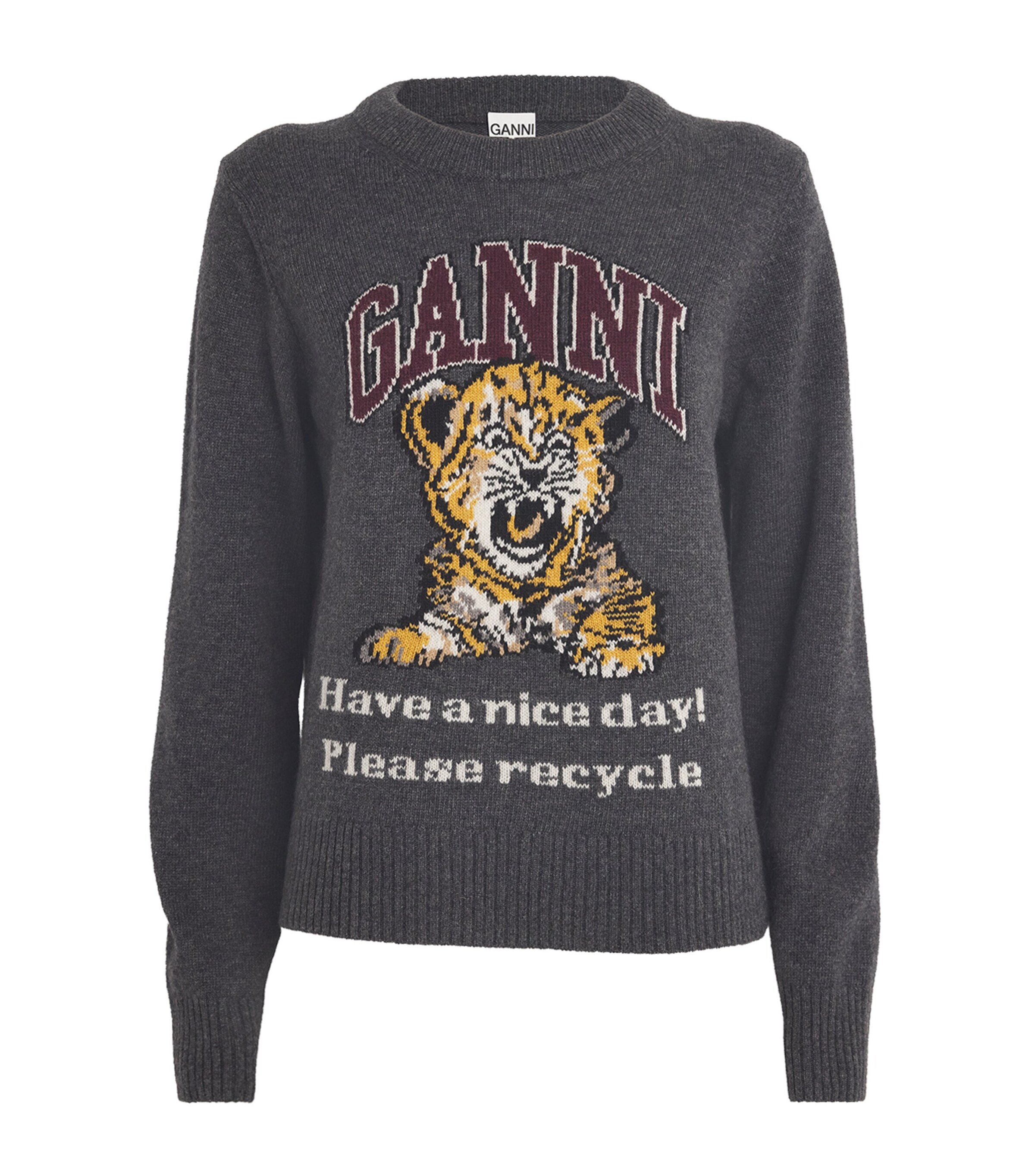 GANNI WOOL-BLEND TIGER jumper