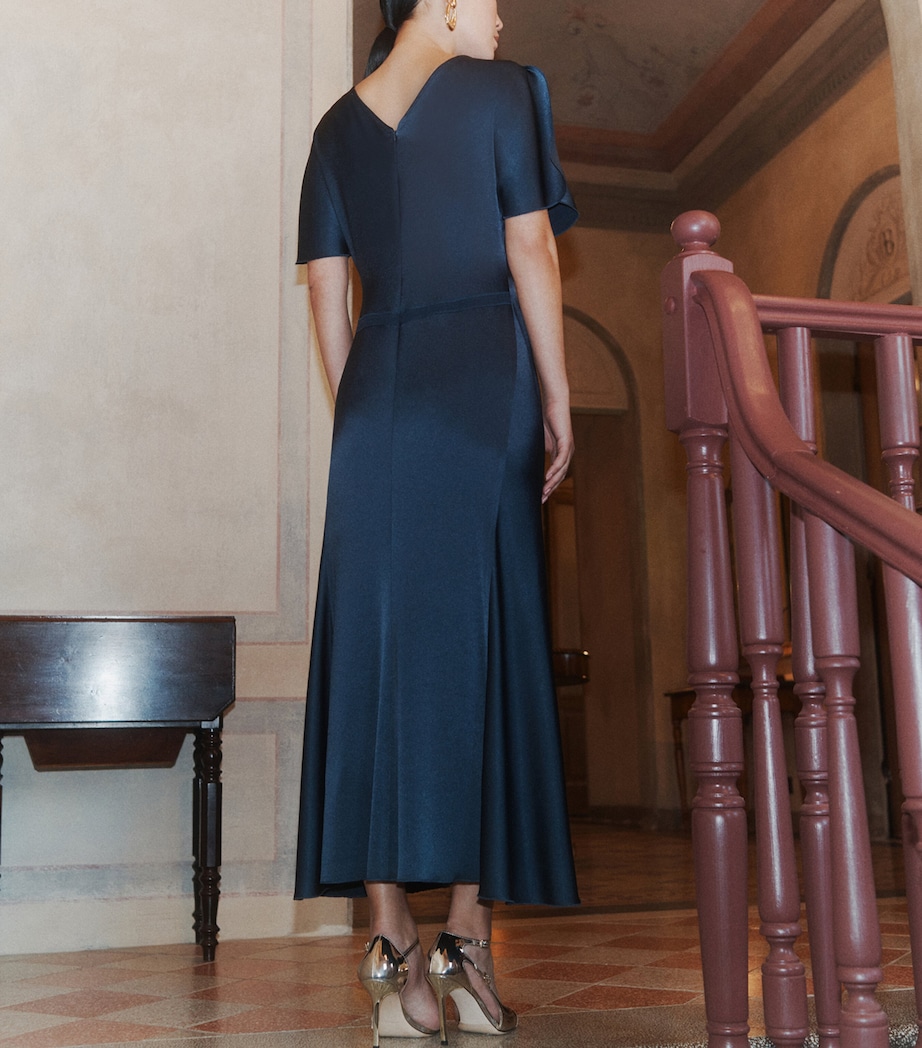 Marella Womens Satin Gathered Midi Dress Aviation Image 3