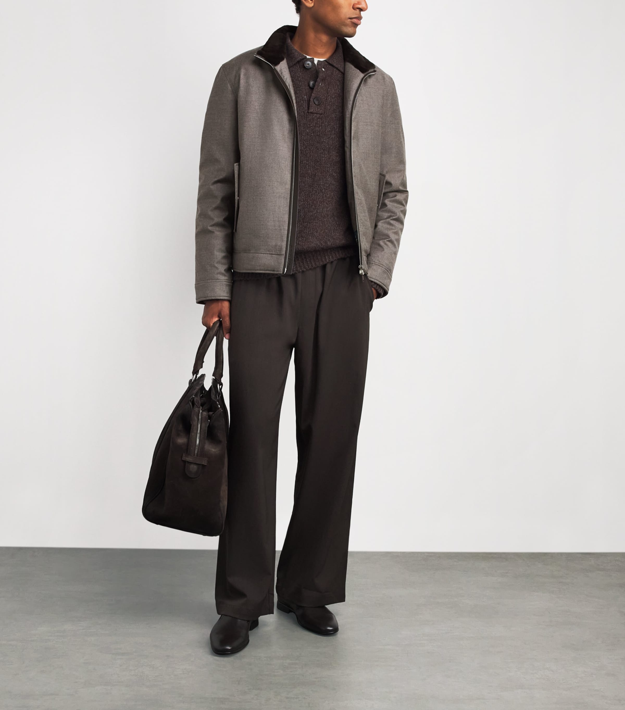 Yves Salomon Mens Virgin Wool-Silk Bomber Jacket Roche Image 2
