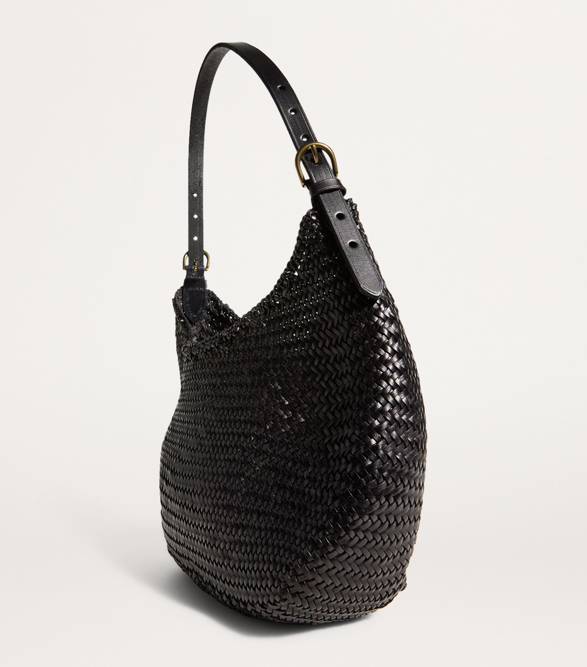 Leather Luna Mezza Tote Bag BLACK Image 6