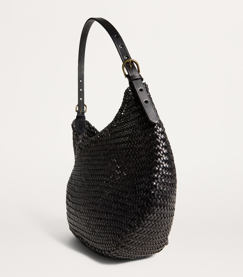 Leather Luna Mezza Tote Bag BLACK Image 6