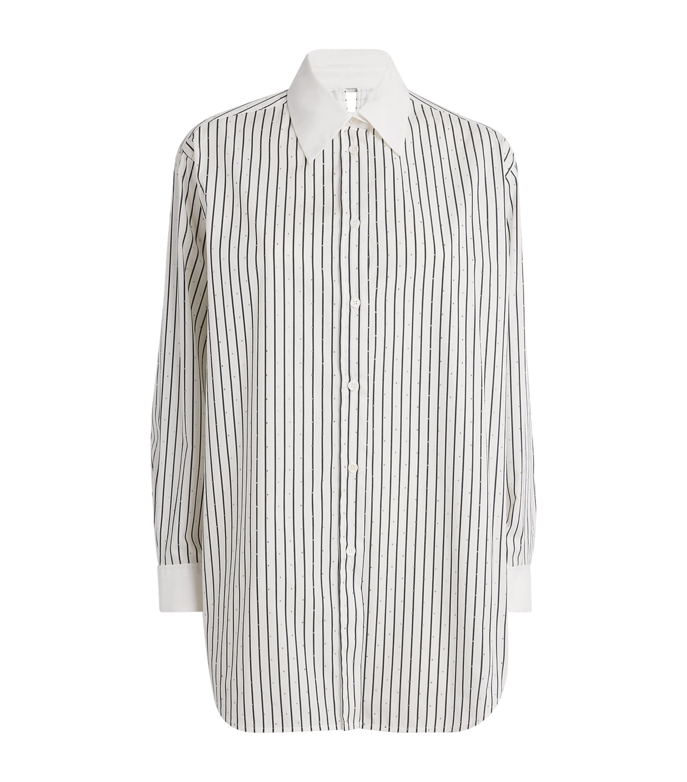 Shop Maje Rhinestone Striped Longline Shirt