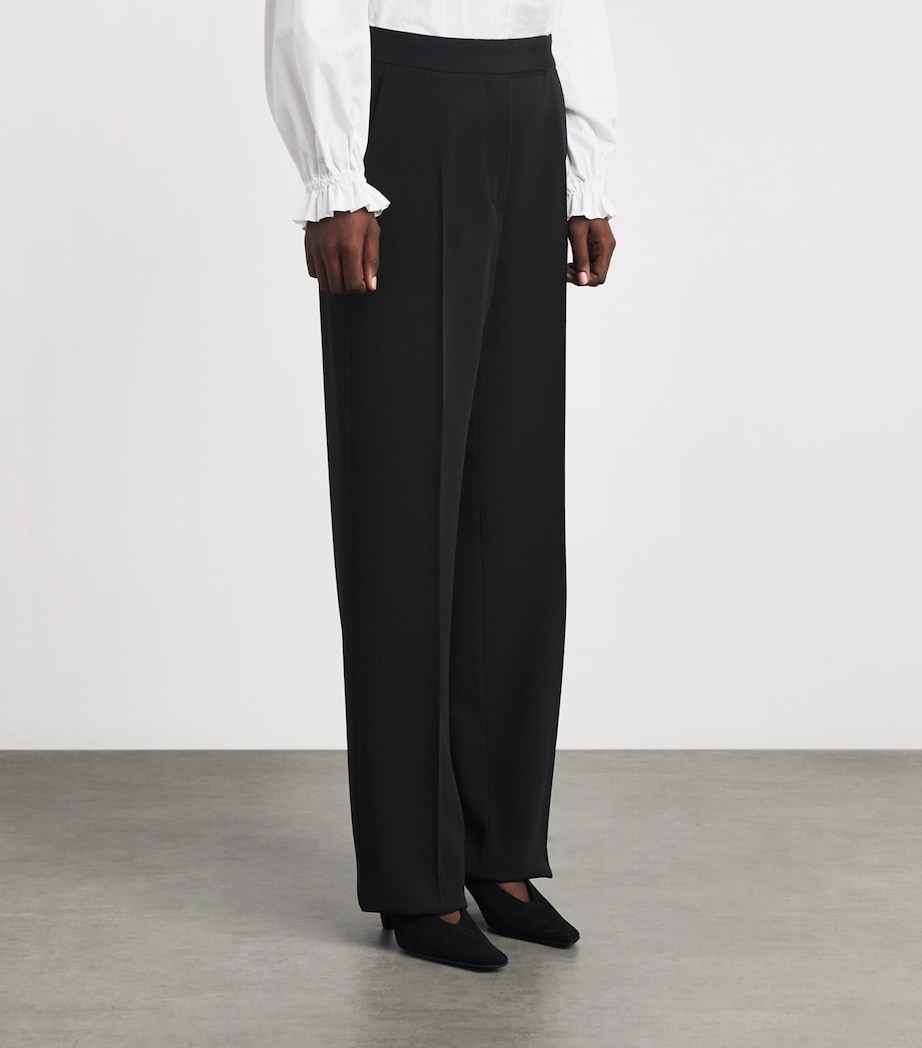 Max Mara Womens Virgin Wool Palazzo Trousers Black Image 4