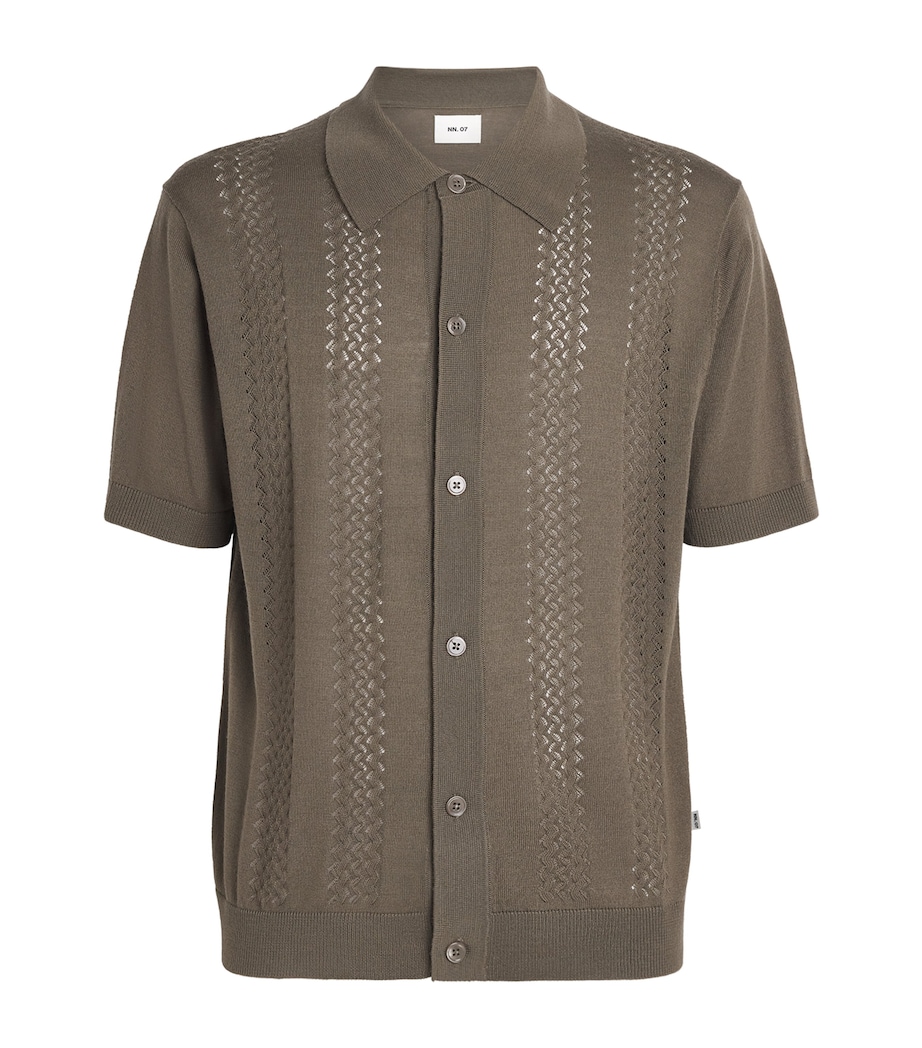 NN.07 Mens Wool-Blend Knitted Polo Shirt Mable Husk Image 1
