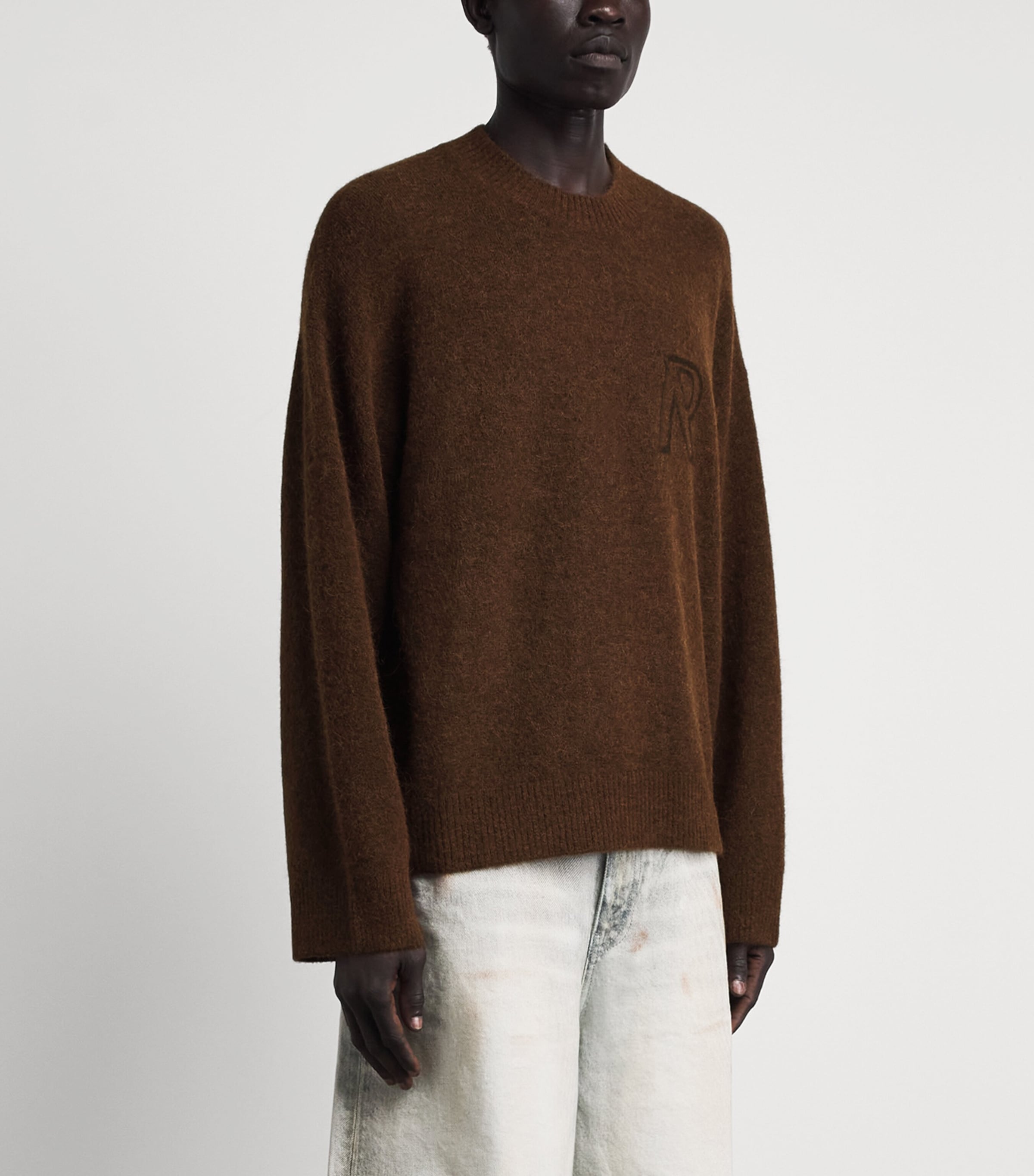 Represent Mens Wool-Blend Logo Sweater Chocolate Image 4