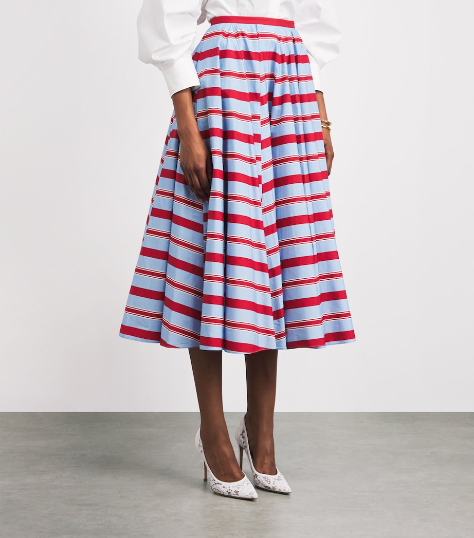 Emilia Wickstead Womens Organic Cotton Stripe Rhea Midi Skirt Bayedere Stripe Image 4