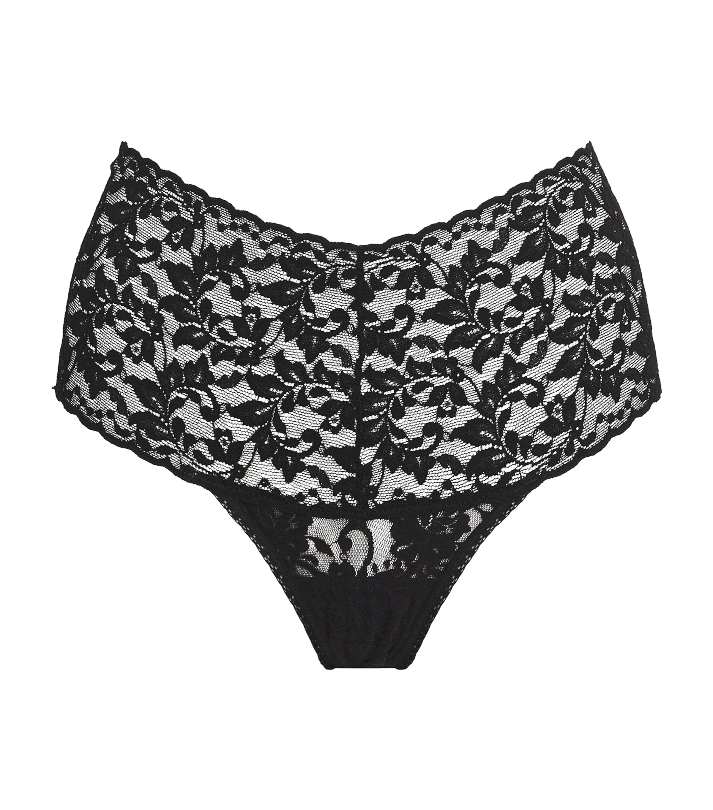 Hanky Panky Lace Retro High-rise Thong In Black