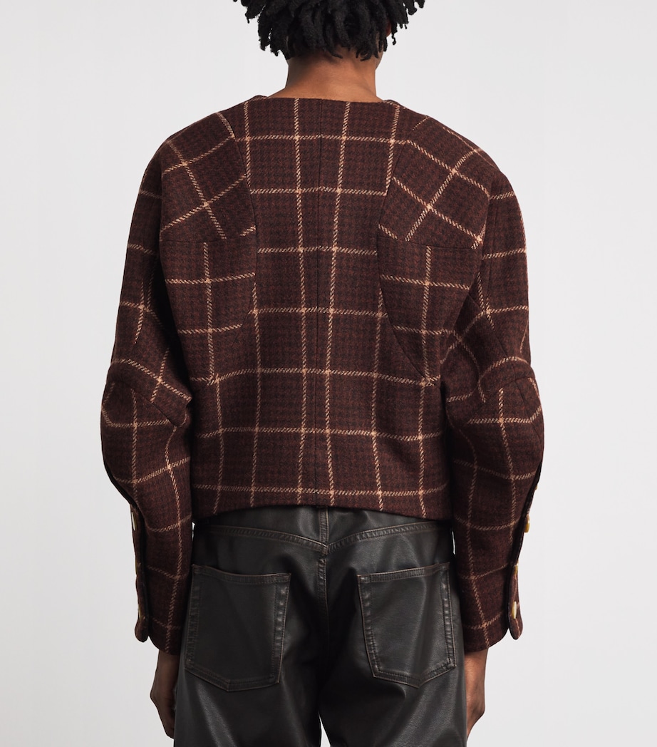 Wool Tartan Pourpoint Jacket H208 BROWN Image 4