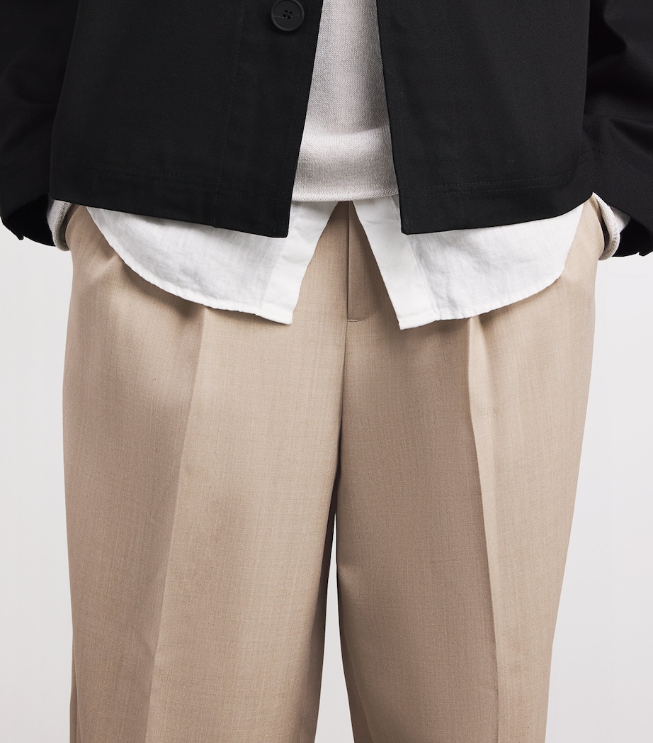 Wool-Blend Pleated Straight Trousers BEIGE Image 6