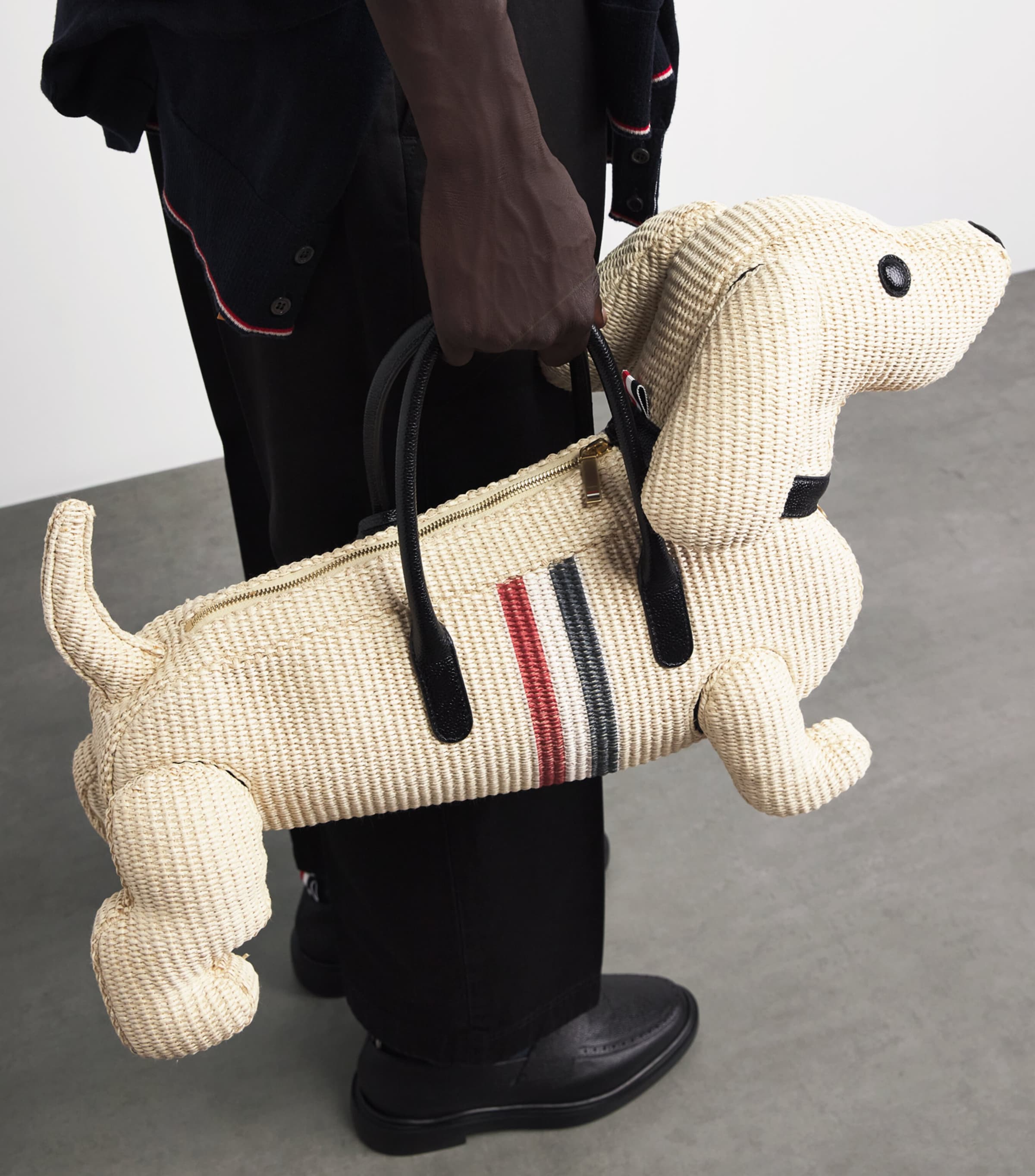 Thom Browne Raffia Hector Bag Muslin Image 4