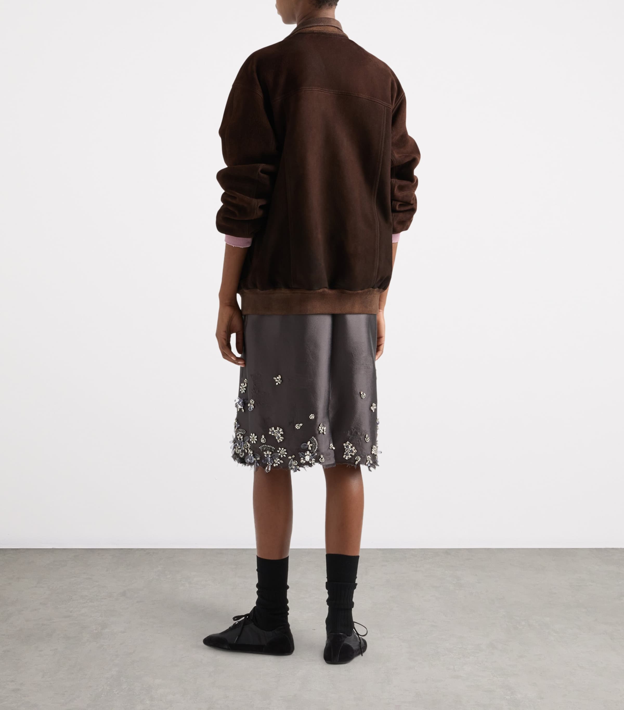 Suede Bomber Jacket F0003 Image 5