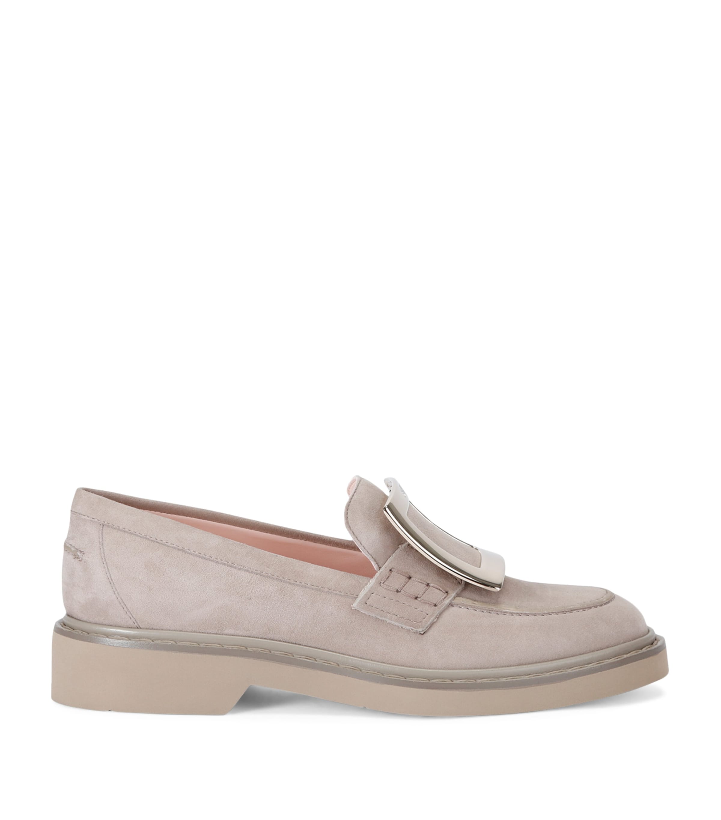 Roger Vivier Suede Viv' Rangers Loafers In Beige