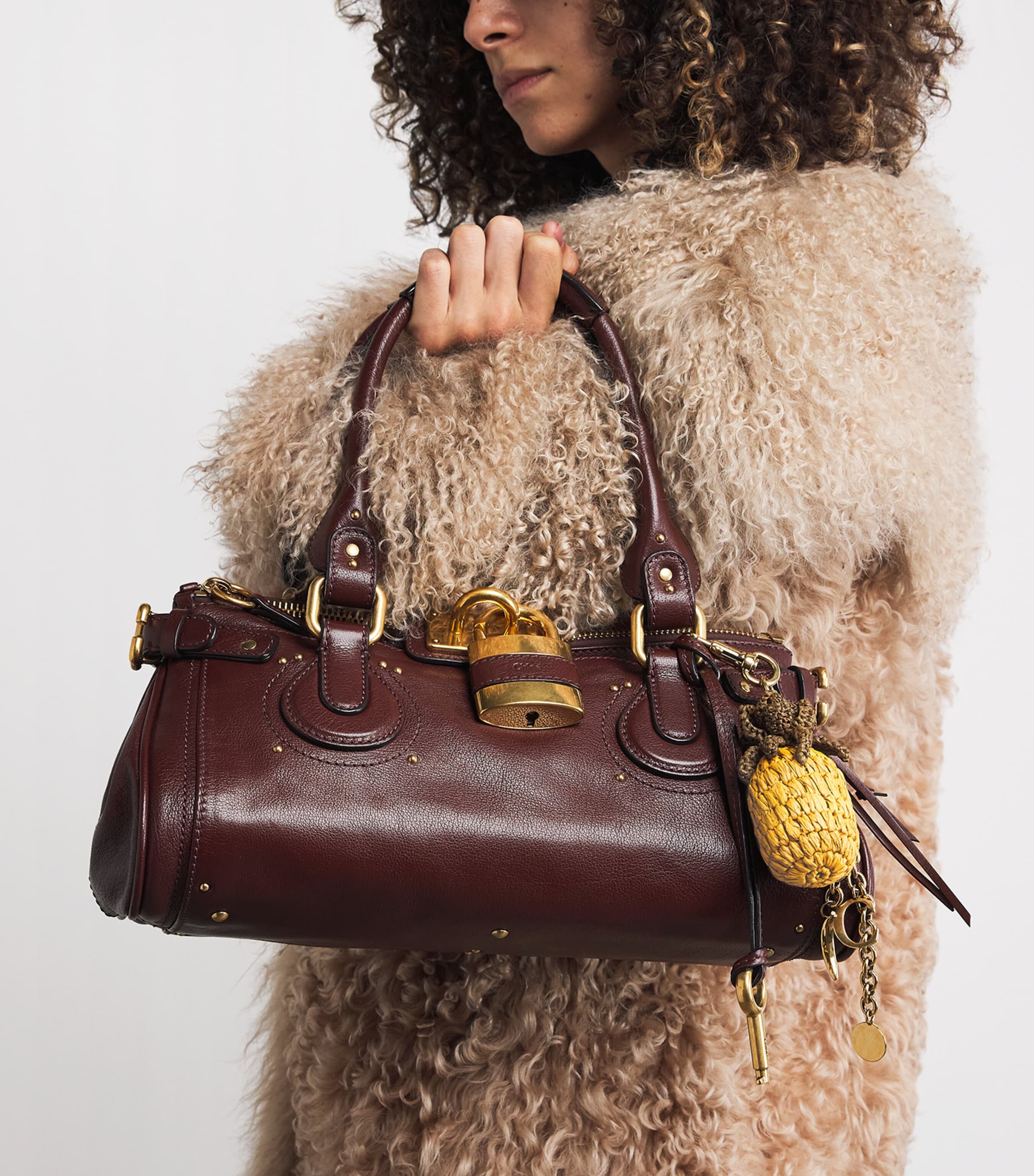 Raffia Pineapple Bag Charm SUNSET YELLOW Image 2