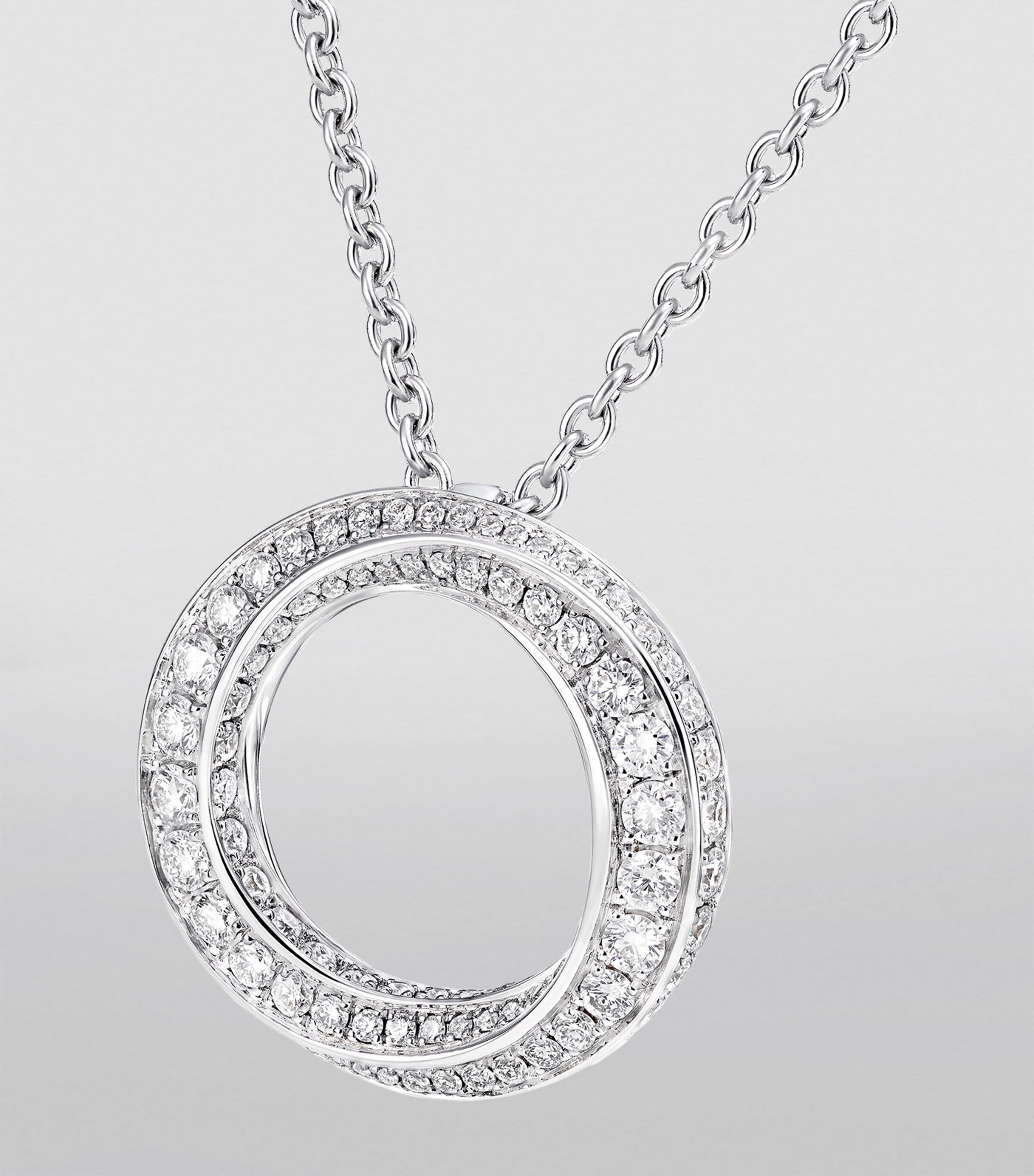 Graff White Gold and Diamond Spiral Pendant Necklace White Gold Image 3