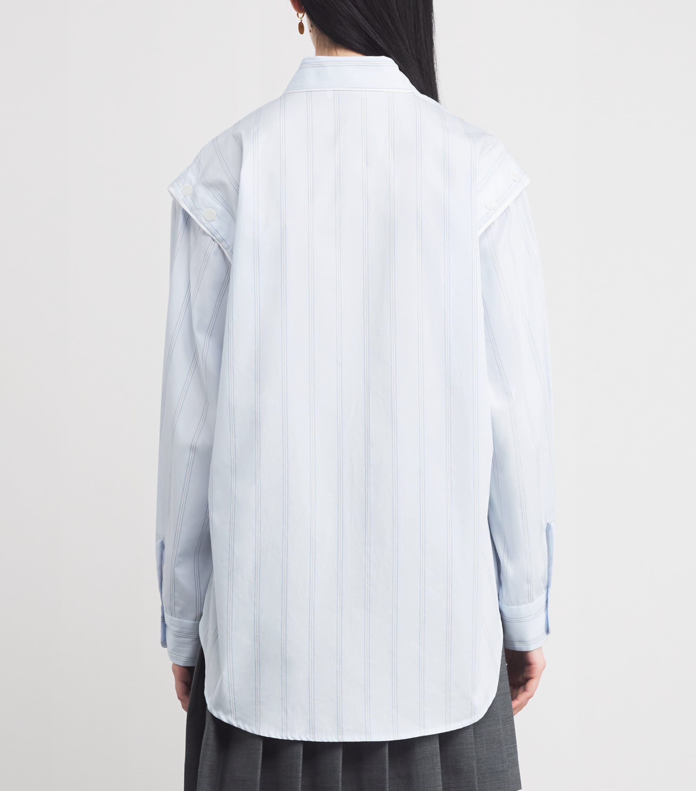 Cotton Buttoned-Shoulder Shirt SKY BLUE Image 4