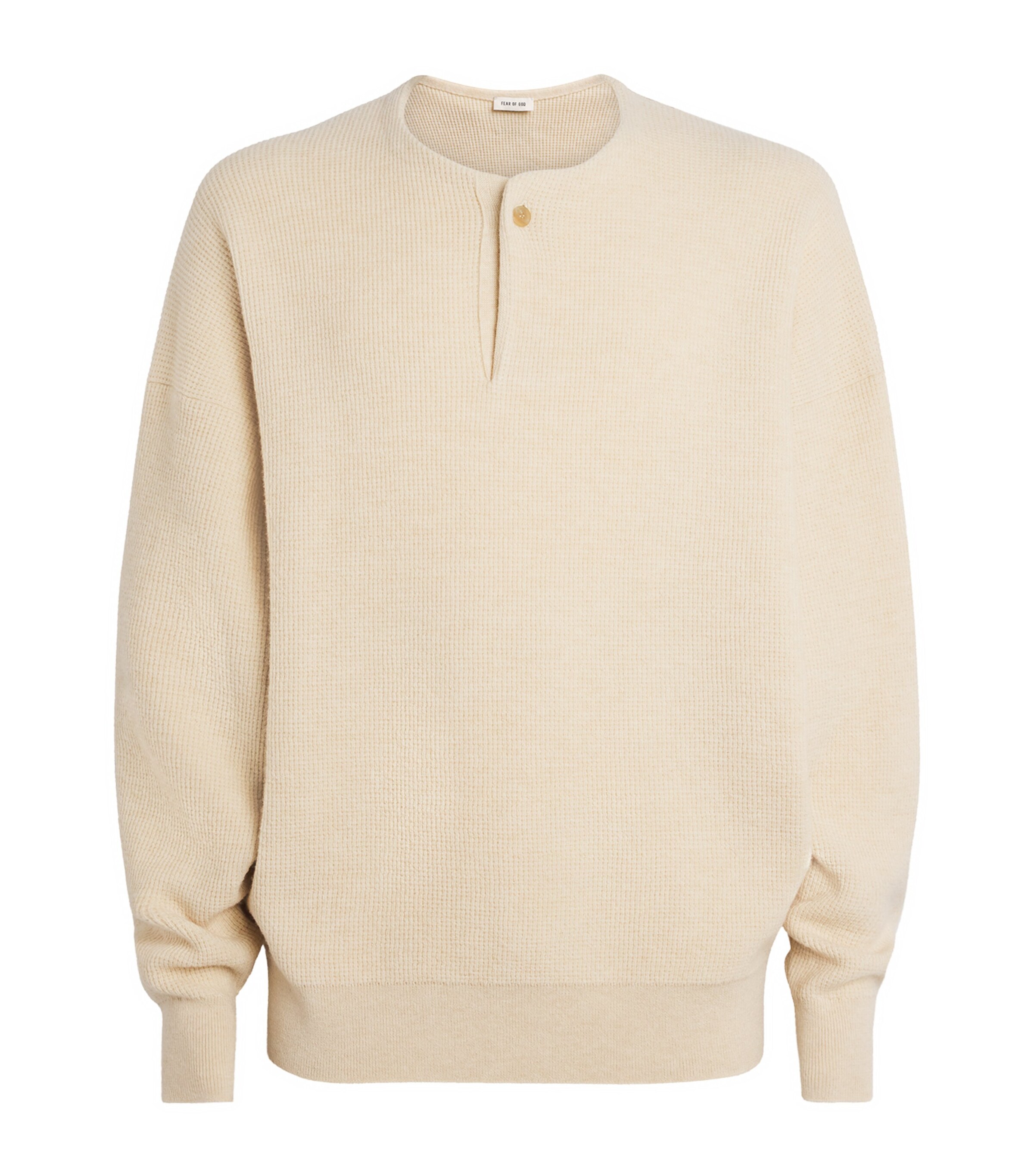 Virgin Wool Henley Sweater BONE Image 1