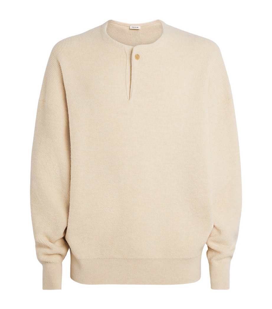 Virgin Wool Henley Sweater BONE Image 1