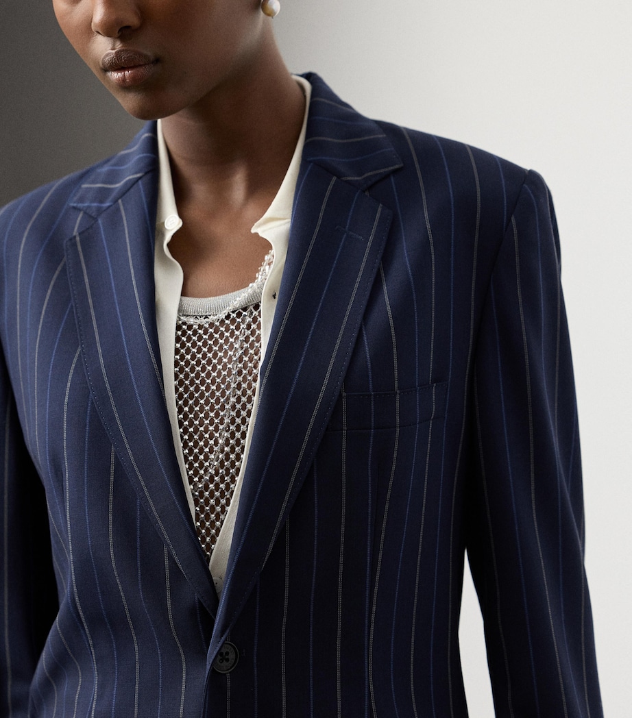 Wool Pinstripe Marcy Blazer NAVY-410 Image 5