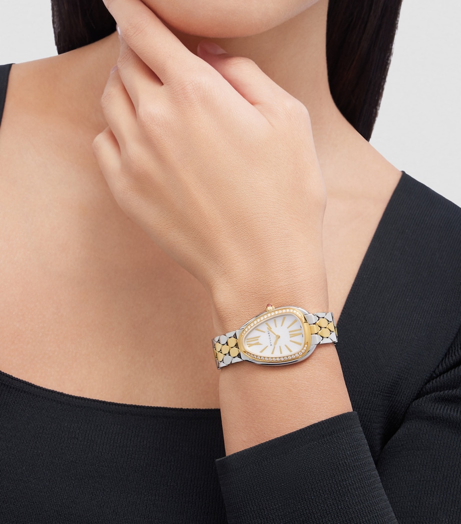 Yellow Gold, Stainless Steel and Diamond Serpenti Seduttori Watch 33mm MOTHER OF PEARL Image 2