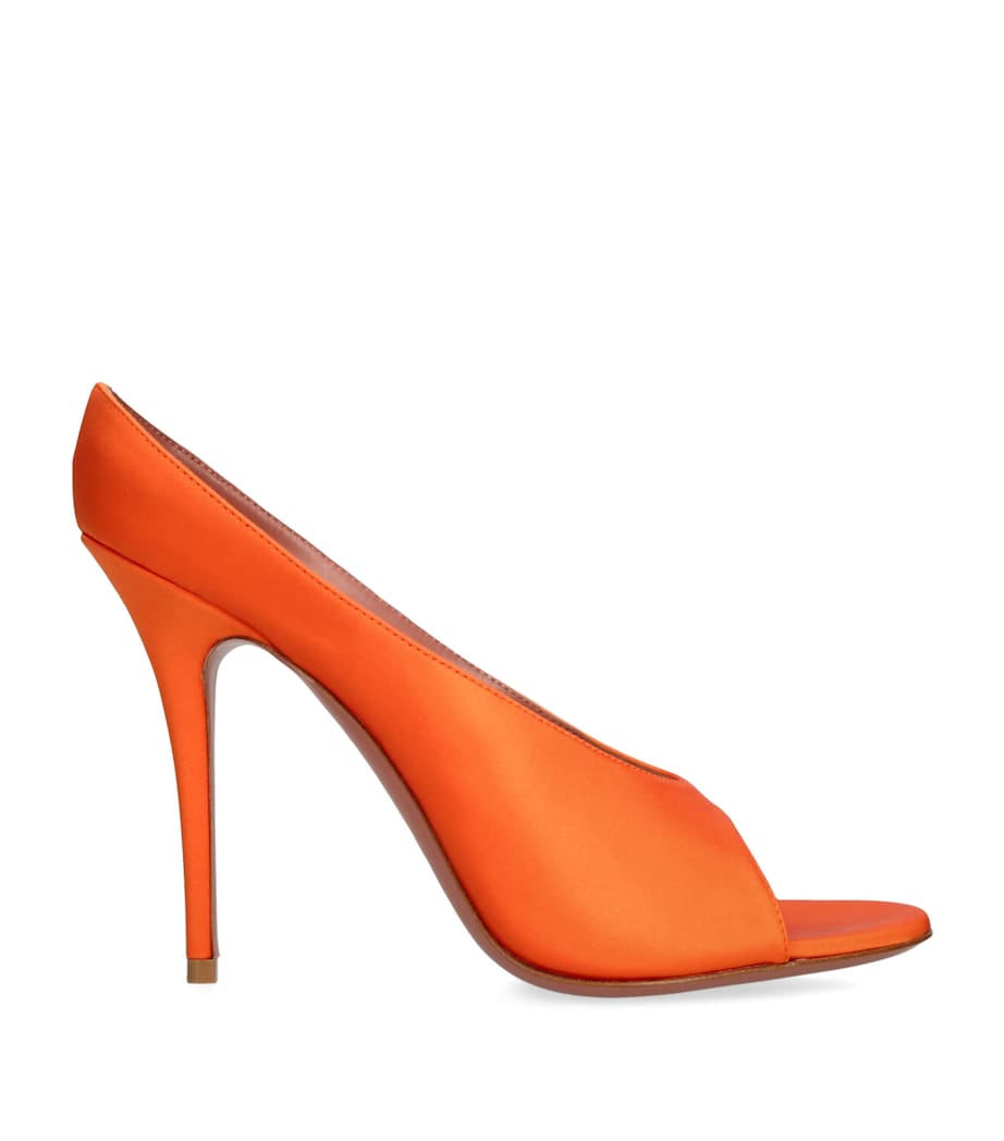 Amina Muaddi Satin Anok Heeled Slipper 105 Orange Image 1