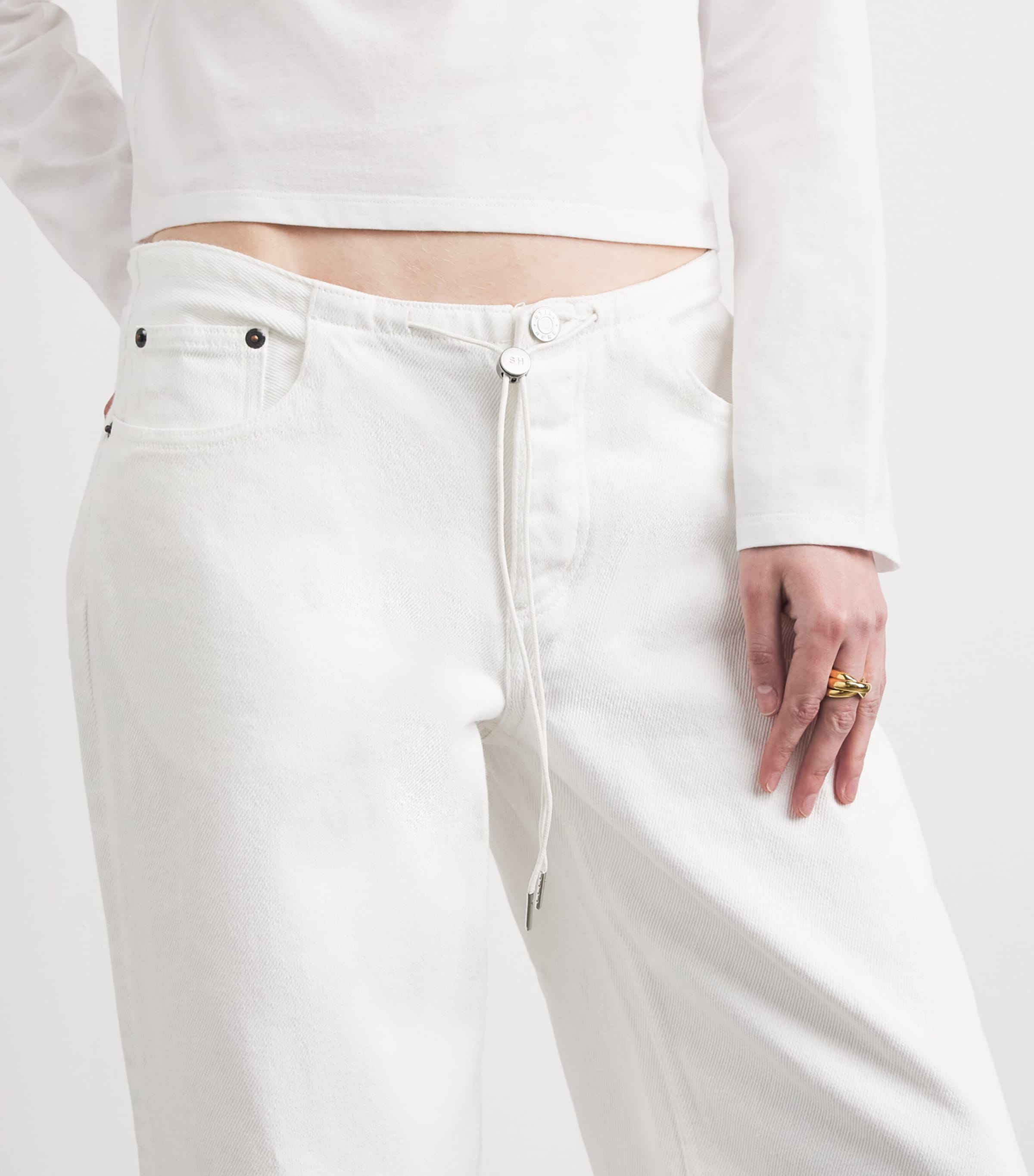 STILL HERE Womens Cool Wide-Leg Jeans Milk Image 3