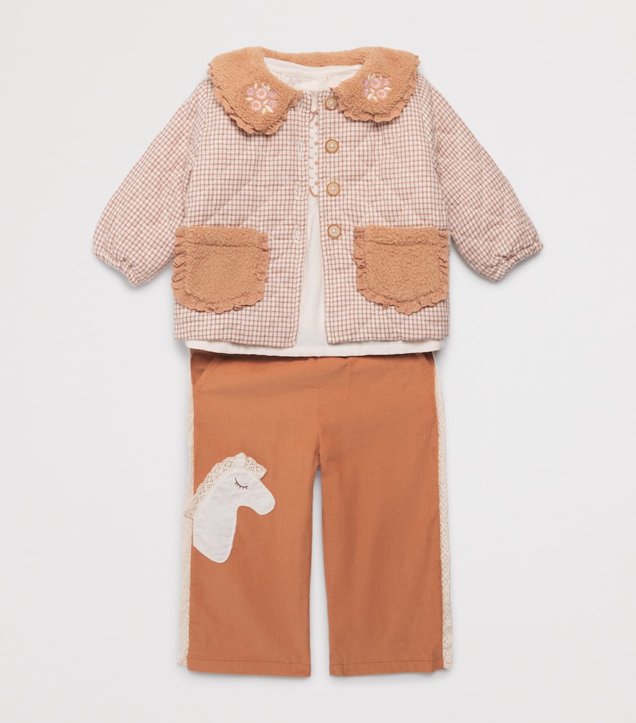 Cotton Sherpa-Trim Astrid Jacket (6-36 Months) BROWN Image 3