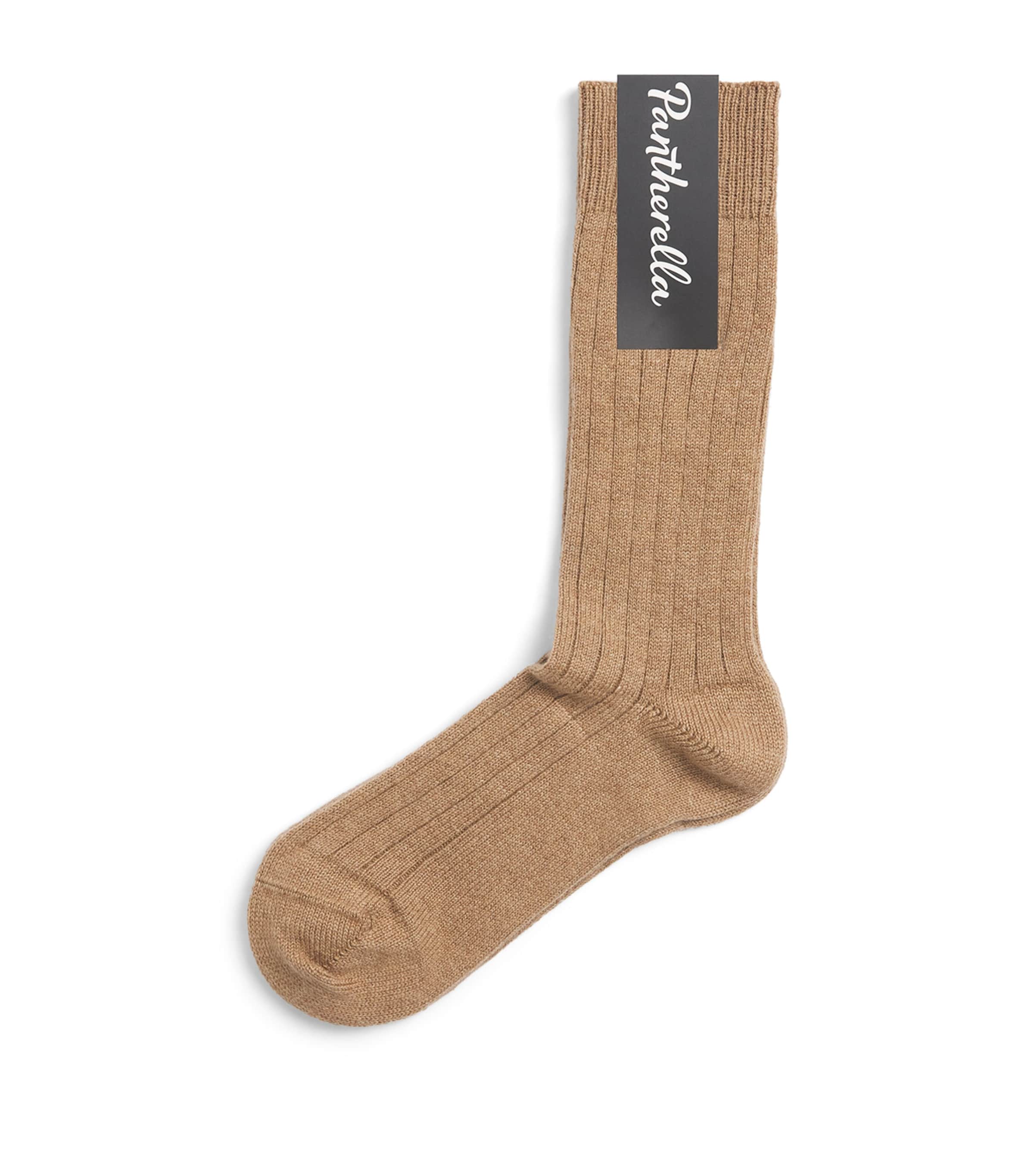 Pantherella Mens Cashmere-Blend Waddington Socks Camel Image 1