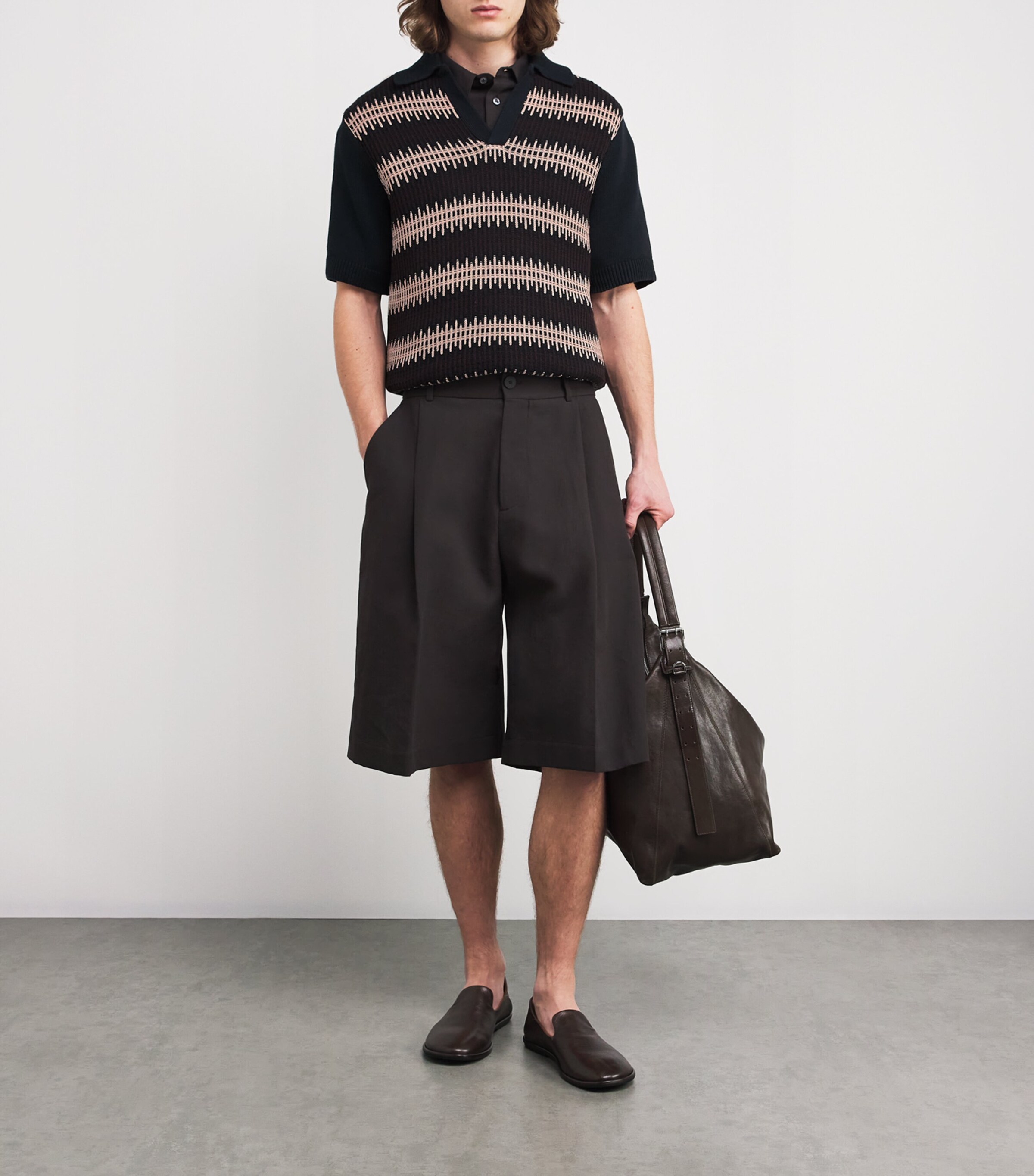 Organic Cotton Knitted Penhale Polo Shirt NAVY Image 2